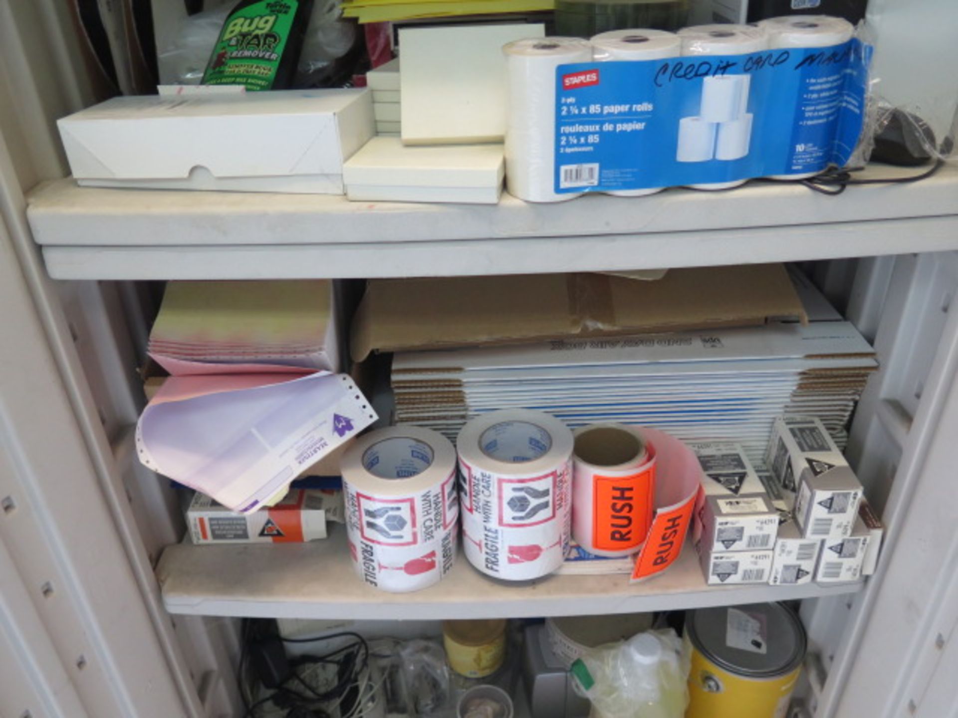 Plastic Storage Cabinets w/ Office Supplies (SOLD AS-IS - NO WARRANTY) - Image 4 of 7