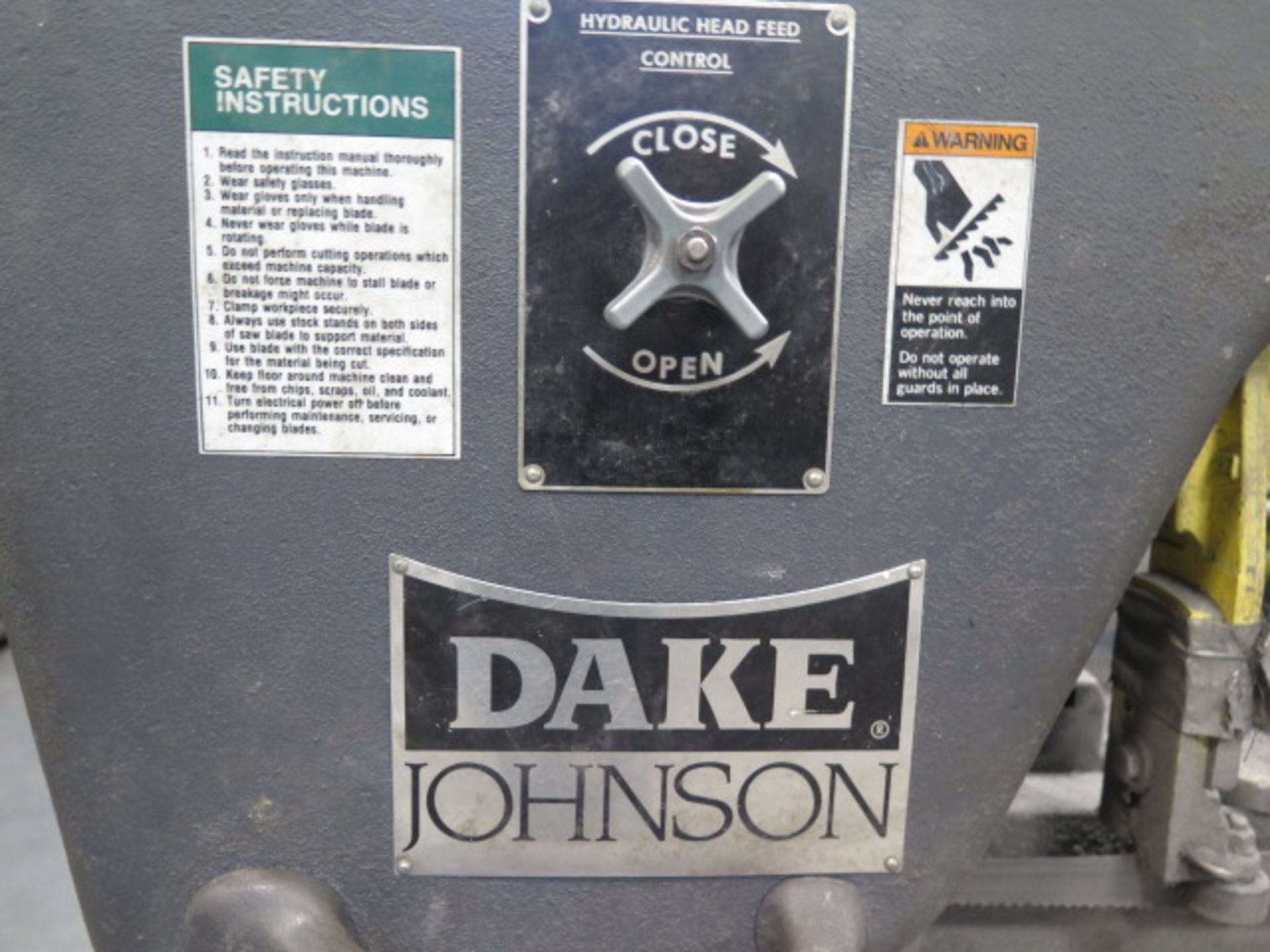 Dake / Johnson mdl. J10 10” Horizontal Band Saw s/n 193628 w/ Manual Clamping, Work Stop SOLD AS-IS - Image 7 of 7