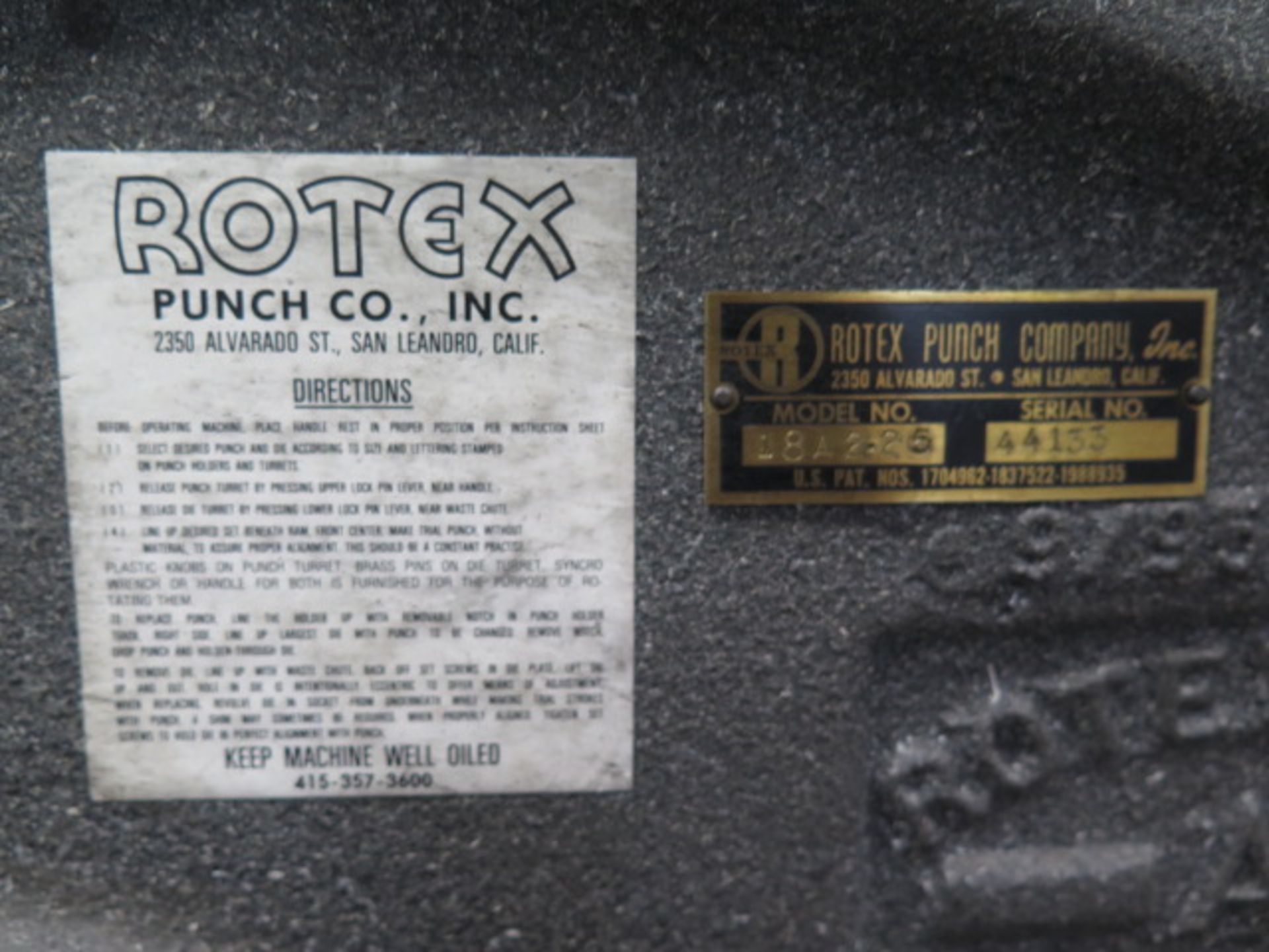 Rotex 18A2.25 18-Station Turret Punch s/n 44133 w/ 1/8”-2” Punch Dies, Stand SOLD AS-IS - Image 6 of 7