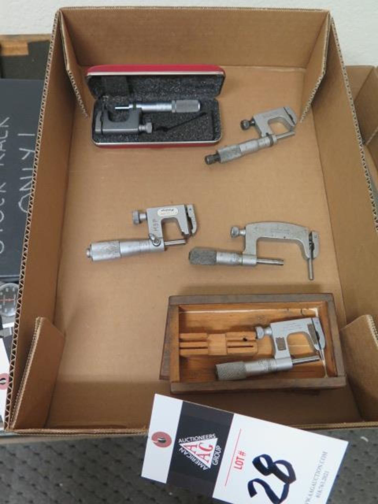 Mitutoyo and Starrett 0-1" and 1"-2" Anvil Mics (5) (SOLD AS-IS - NO WARRANTY)