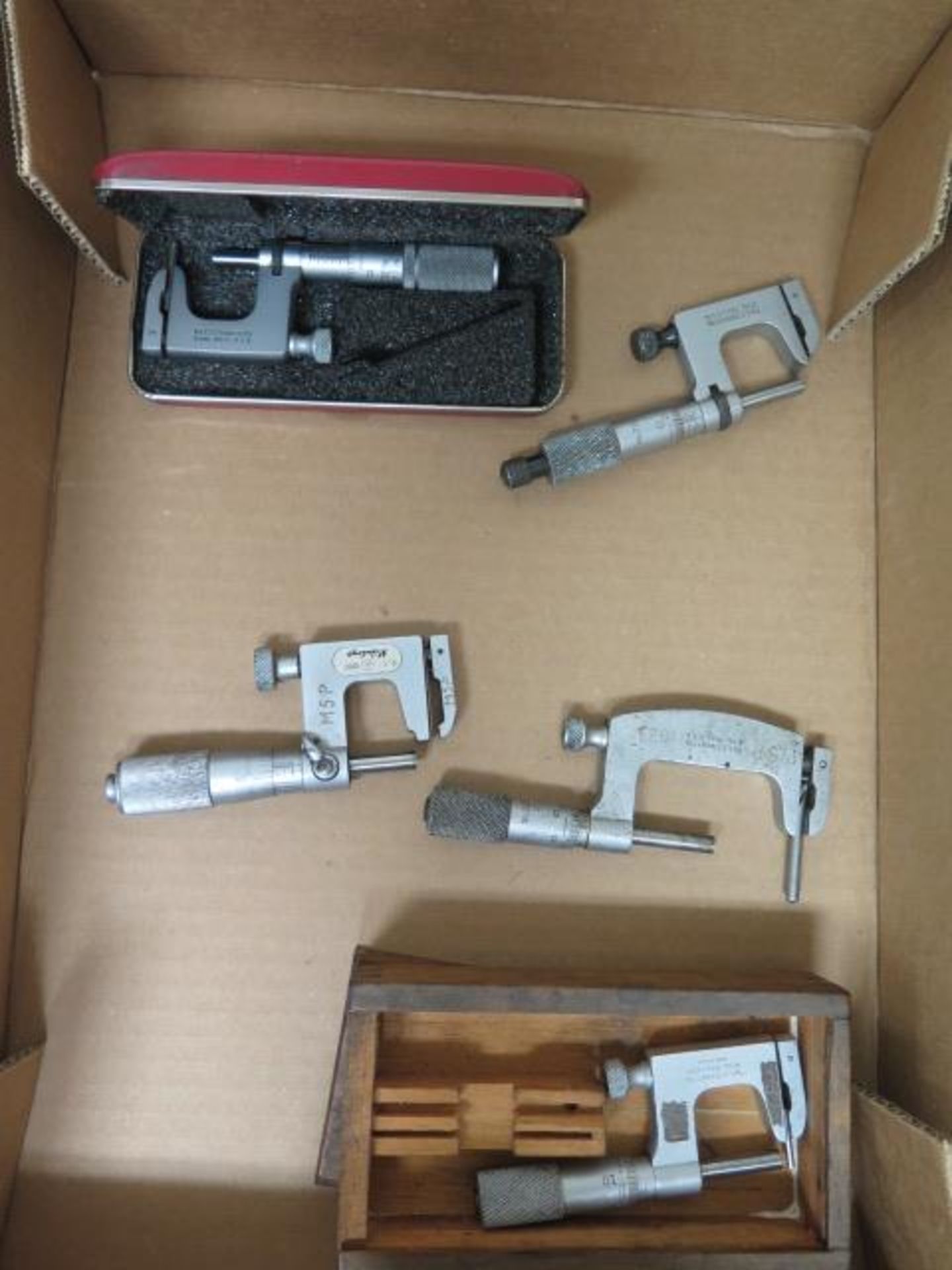Mitutoyo and Starrett 0-1" and 1"-2" Anvil Mics (5) (SOLD AS-IS - NO WARRANTY) - Image 2 of 4