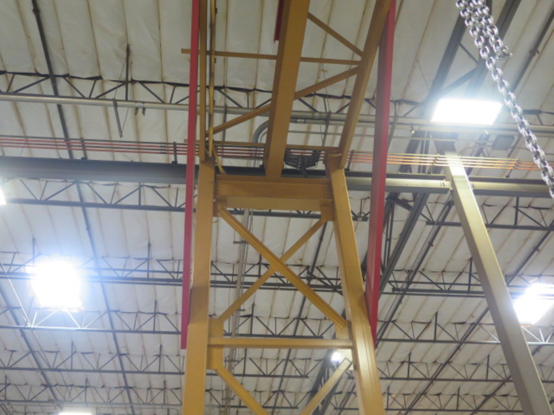 7.5 Ton Cap Rolling Frame Gantry w/ 47’ Span, Remote Control, 80’ Track and Electrical SOLD AS-IS - Image 4 of 13