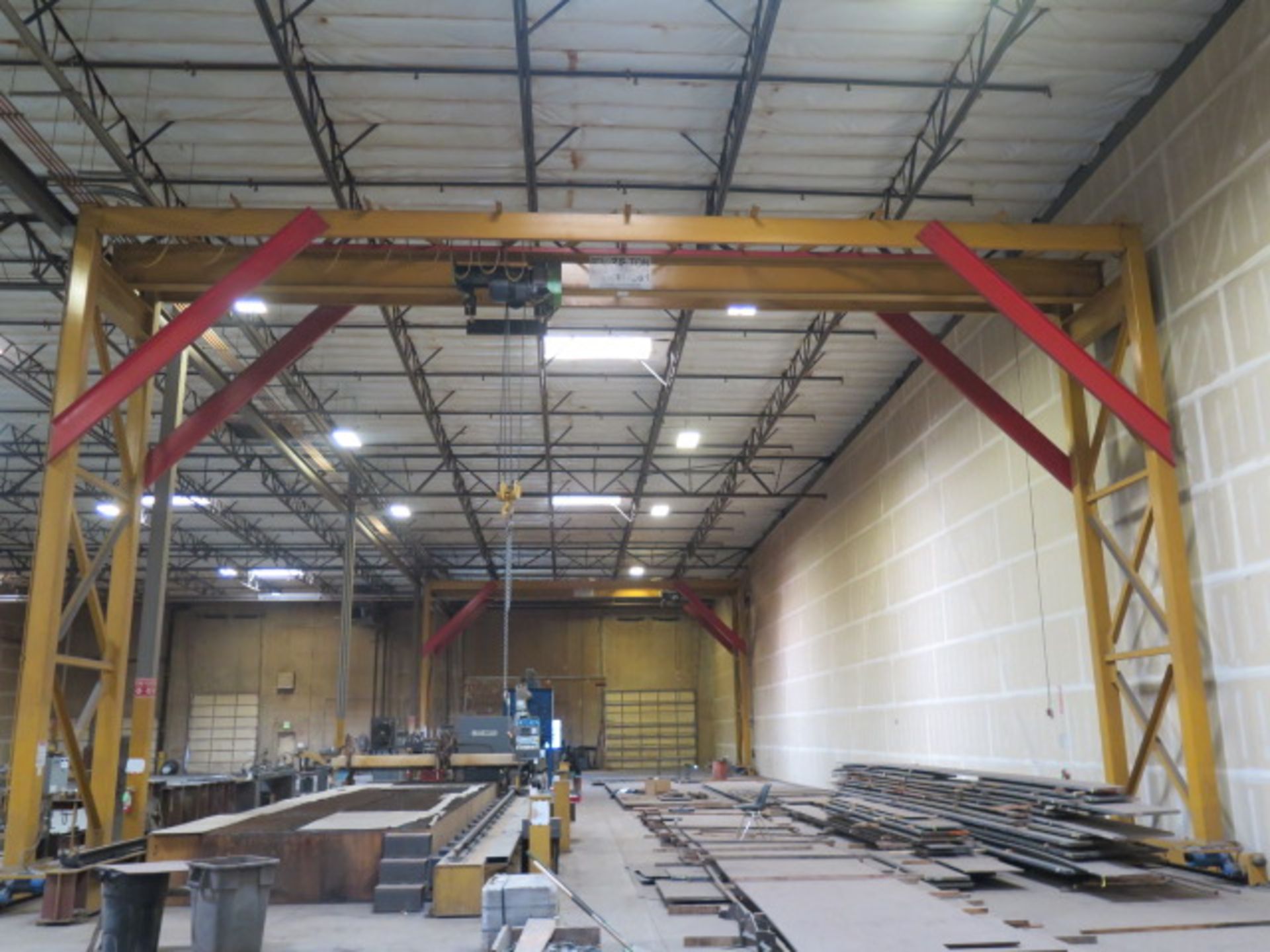 7.5 Ton Cap Rolling Frame Gantry w/ 47’ Span, Remote Control, 80’ Track and Electrical SOLD AS-IS