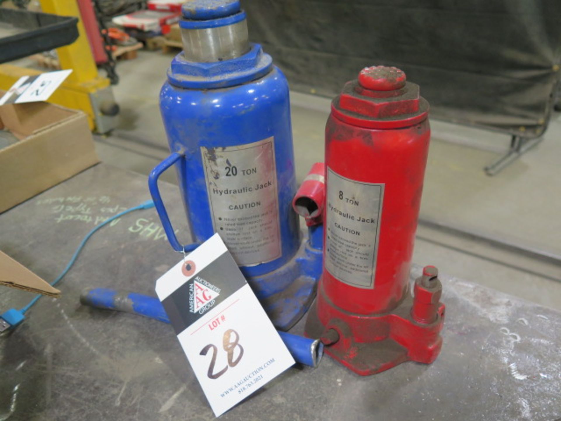 20-Ton and 8-Tom Hydraulic Bottle Jacks (2) (SOLD AS-IS - NO WATRRANTY) - Image 2 of 3