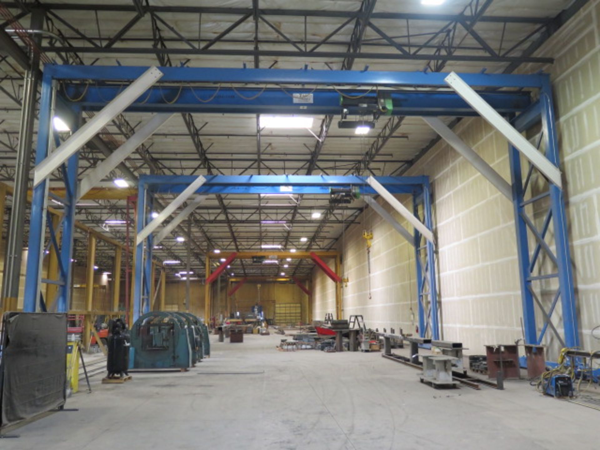 7.5 Ton Cap Rolling Frame Gantry w/ 47’ Span, Remote Control, 80’ Track and Electrical SOLD AS-IS