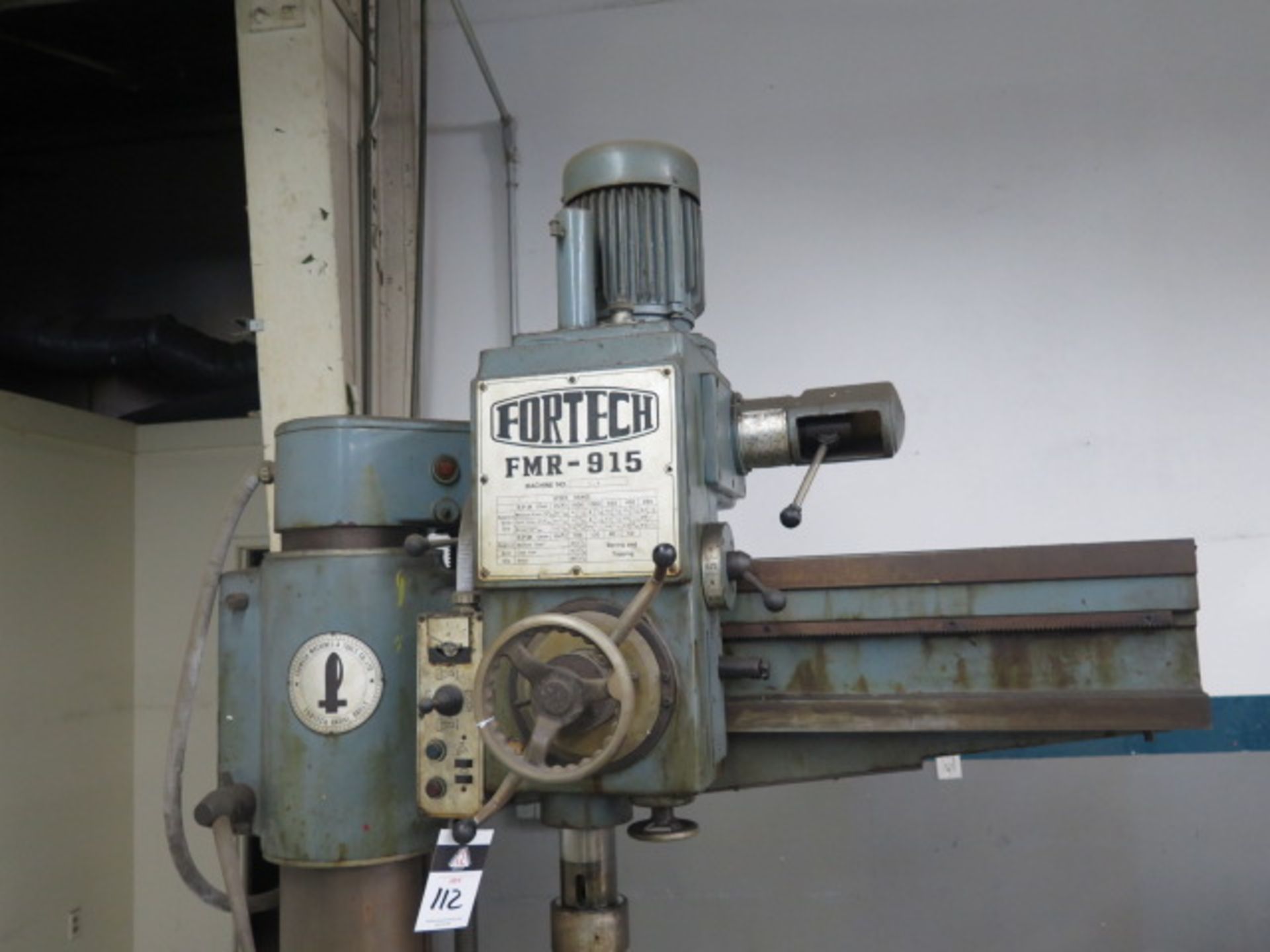 Fortech FMR-915 8” Column x 24” Radial Arm Drill s/n 166 w/ 50-1500 RPM, Power Column and Feeds, 21” - Image 2 of 8