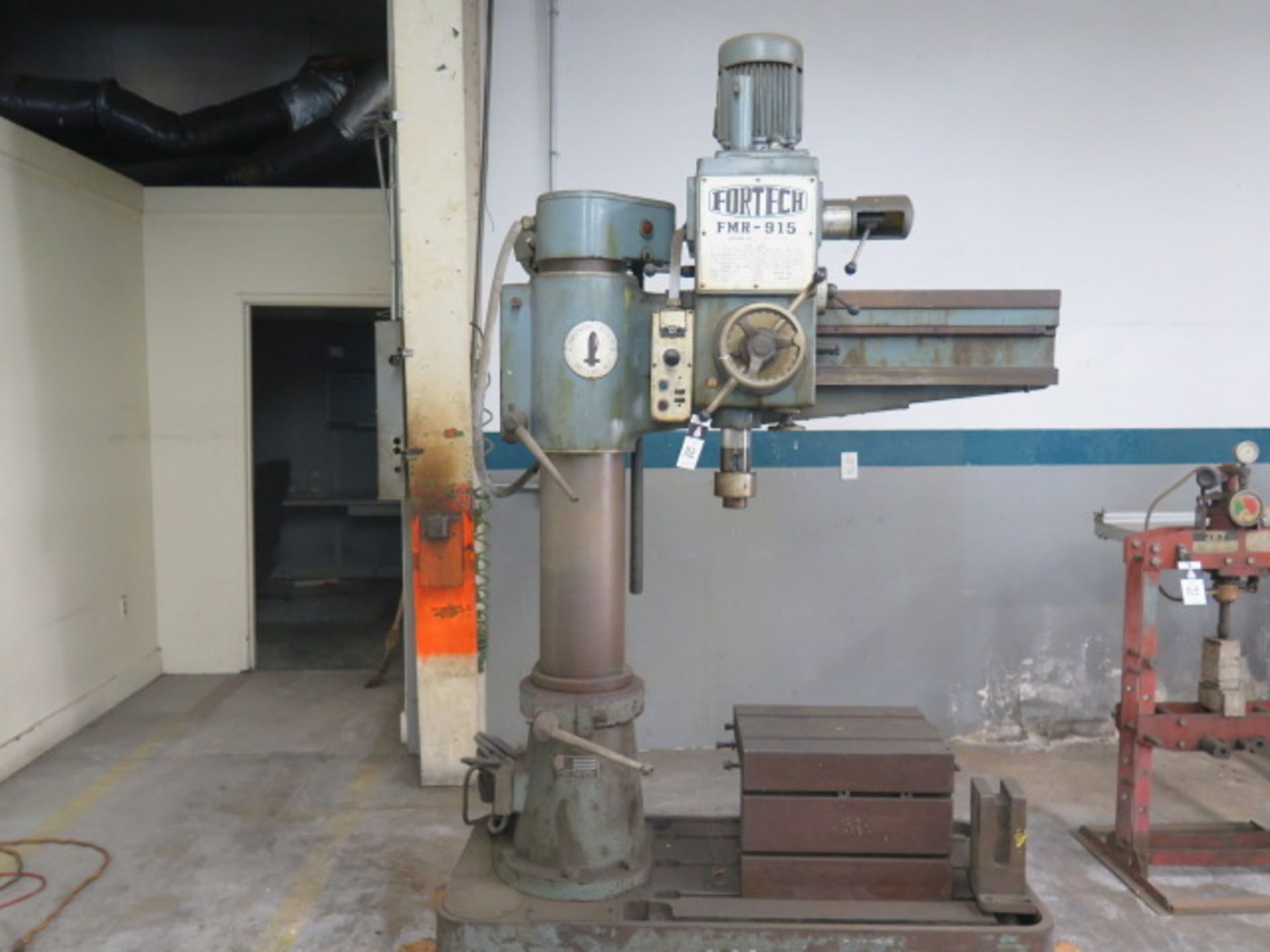 Fortech FMR-915 8” Column x 24” Radial Arm Drill s/n 166 w/ 50-1500 RPM, Power Column and Feeds, 21”