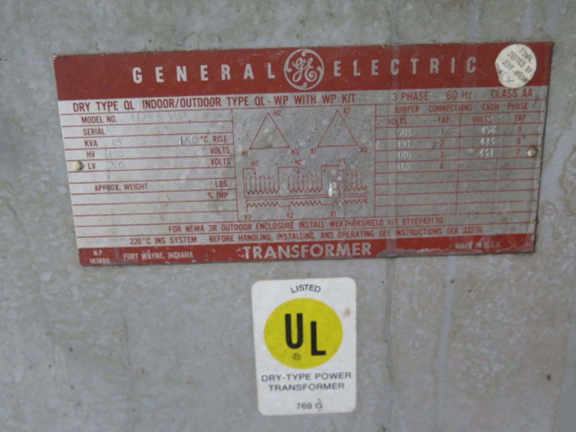 GE 45kVA Transformer (SOLD AS-IS - NO WARRANTY) - Image 3 of 3