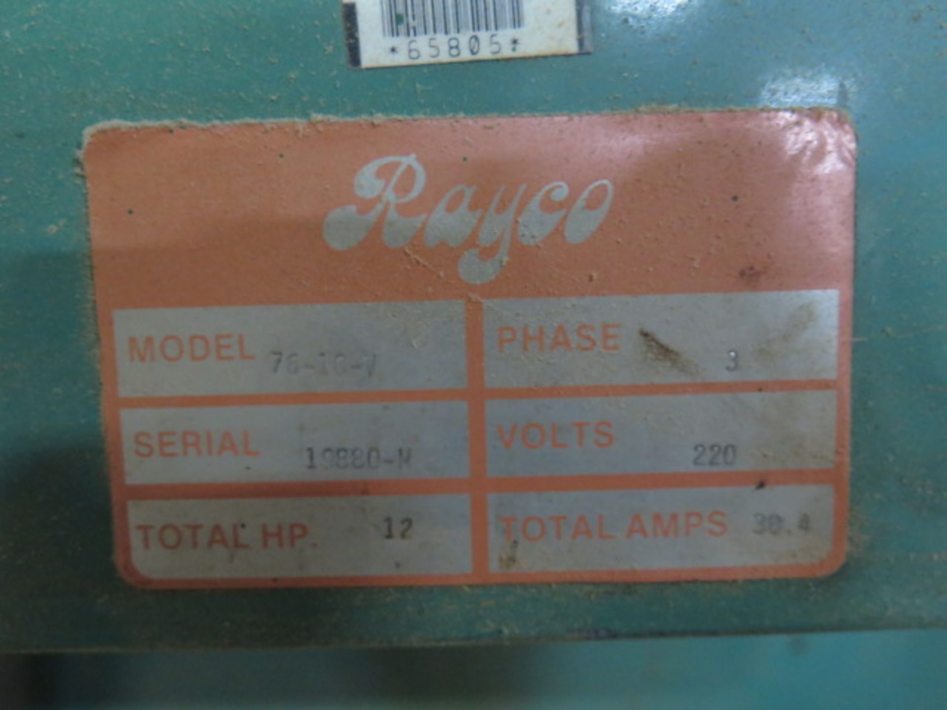 Rayco 76-10-V Vertical Panel Saw s/n 19880-H (SOLD AS-IS - NO WARRANTY) - Image 7 of 7