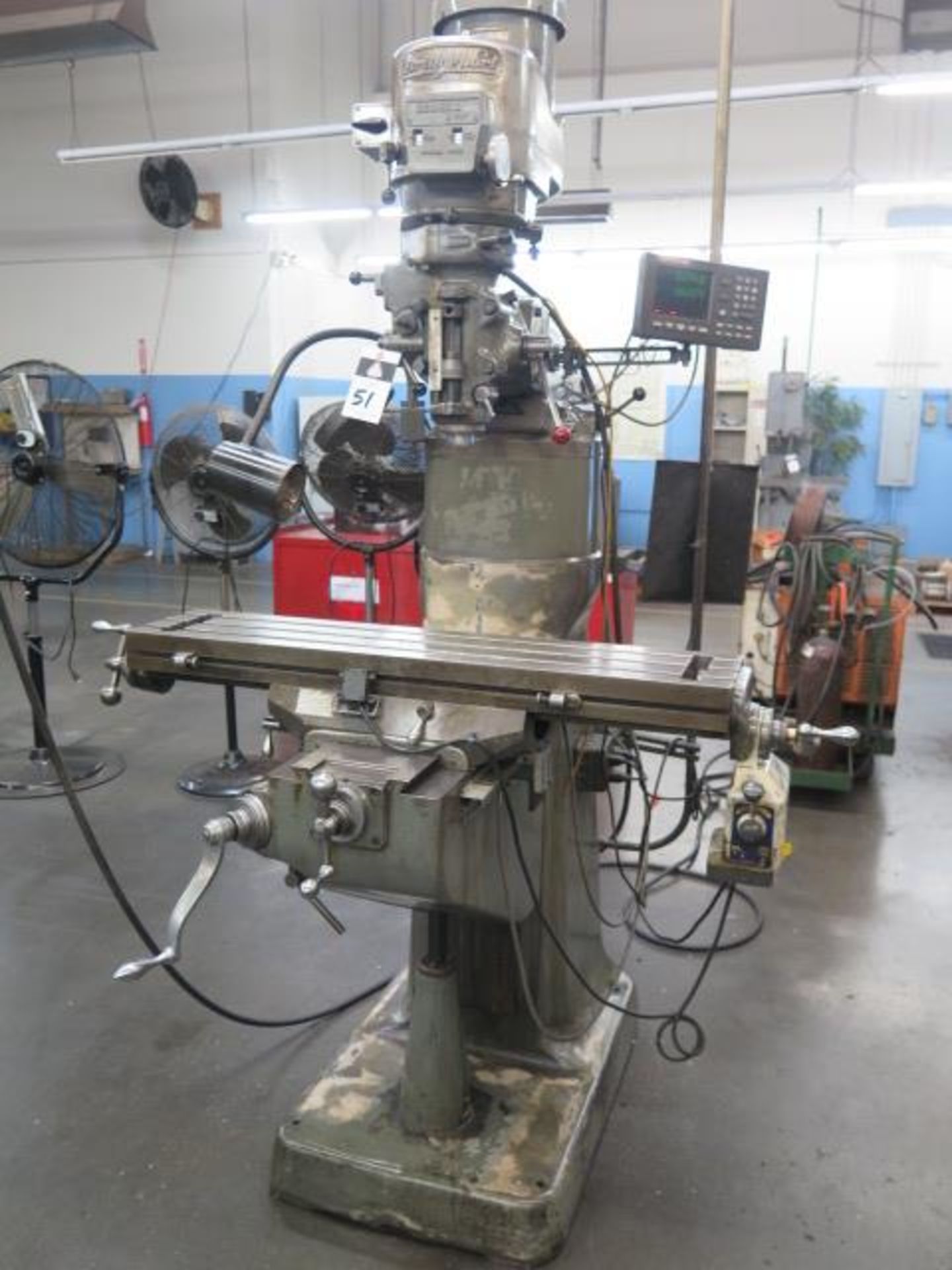 Bridgeport Series 1 - 2Hp Mill s/n 197388 w/ DRO Programmable DRO, 60-4200 Dial Change, SOLD AS IS