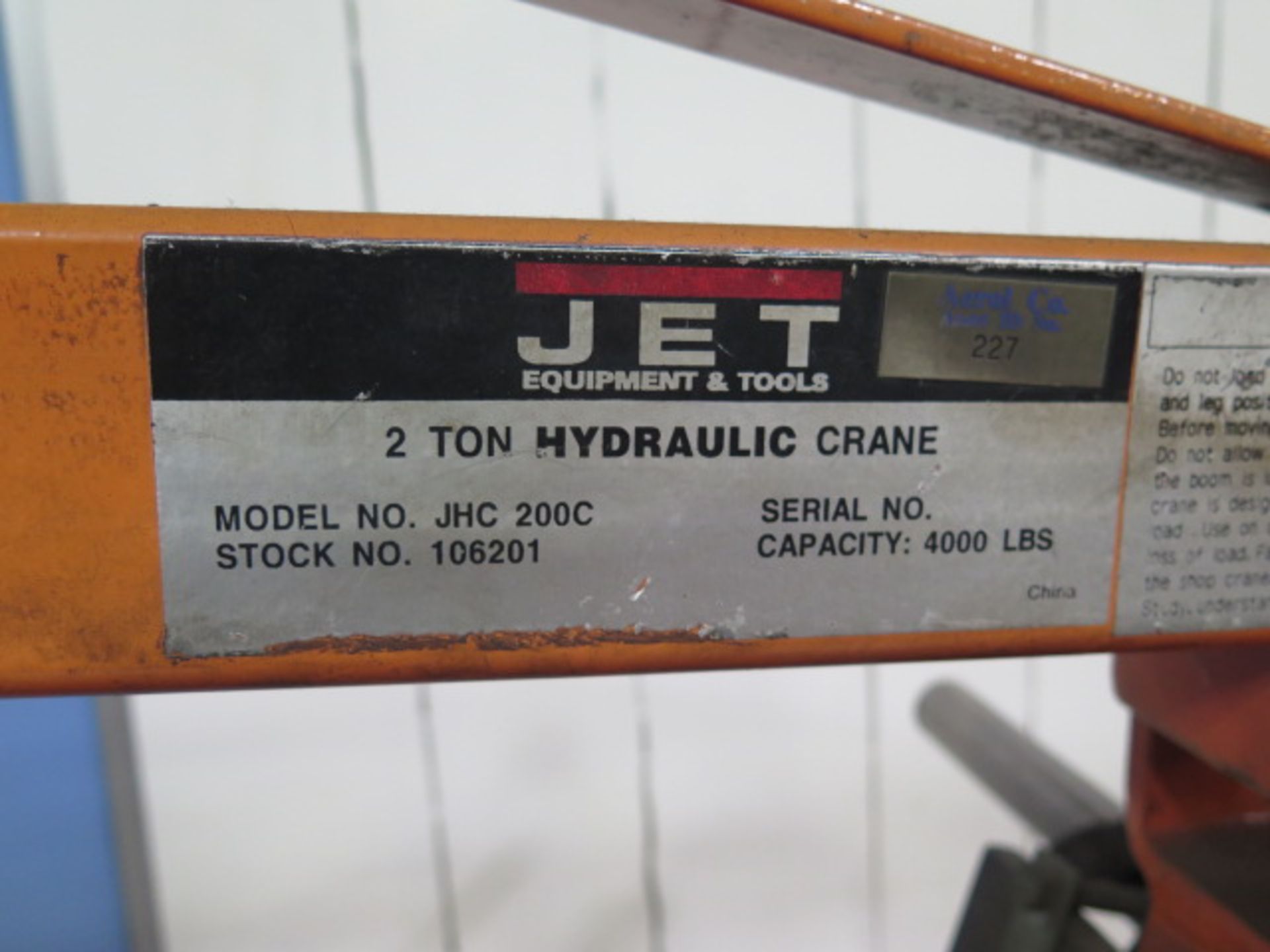Jet 2-Ton Hydraulic Engine Hioist (SOLD AS-IS - NO WARRANTY) - Image 4 of 4