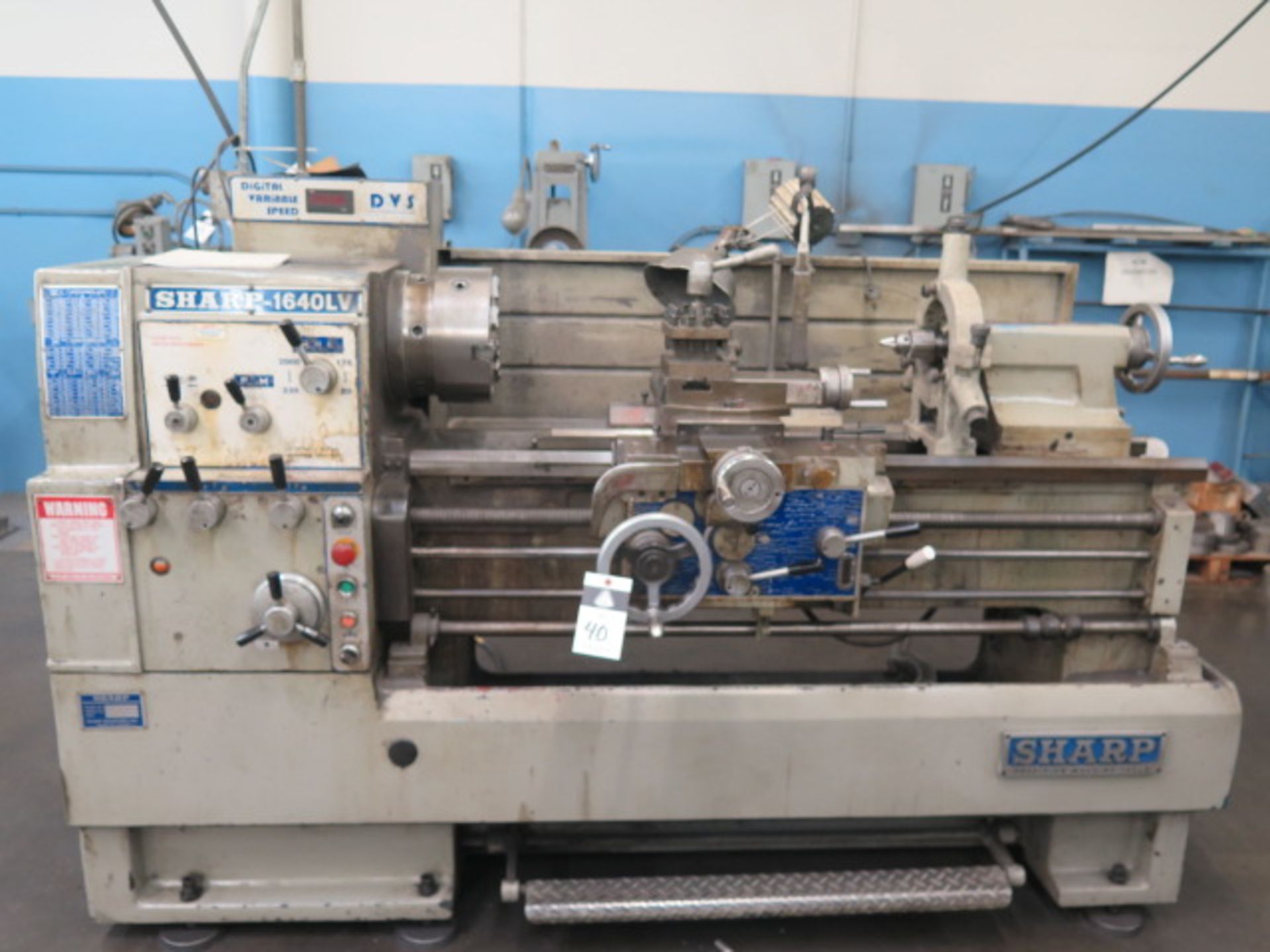 2003 Sharp 1640LV 16" x 40" Gap Bed Lathe s/n 2905217 w/ 20-2000 DVS Digital Variable, SOLD AS IS