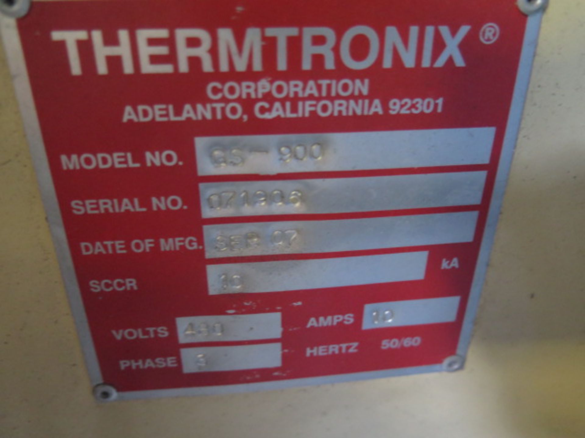 2007 Thermtronix GS-900 Natural Gas Fired Melting Furnace s/n 071906 w/ Dig Controls, SOLD AS IS - Image 10 of 10