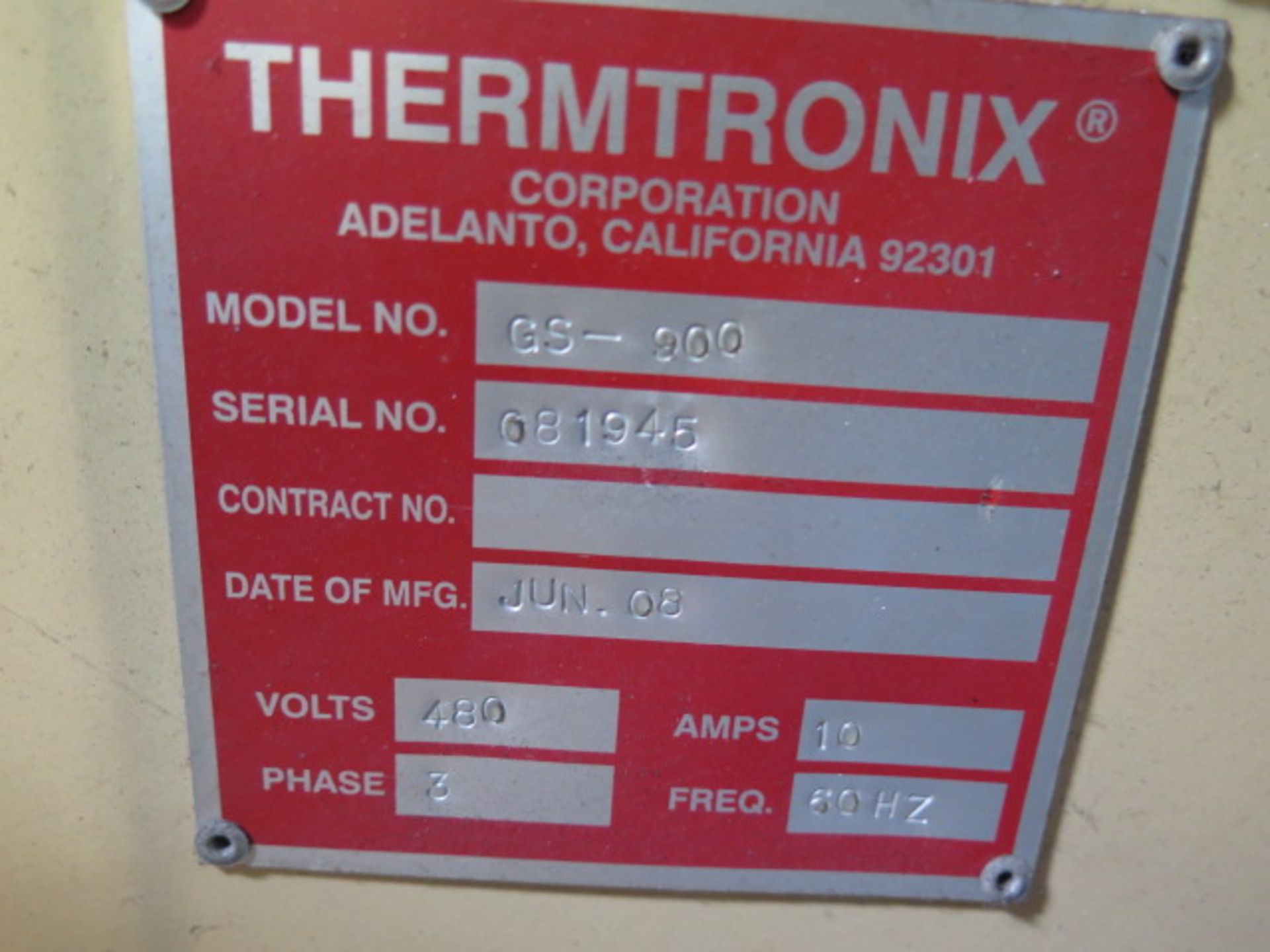 2008 Thermtronix GS-900 Natural Gas Fired Melting Furnace s/n 081945 w/ Dig Controls, SOLD AS IS - Image 9 of 9