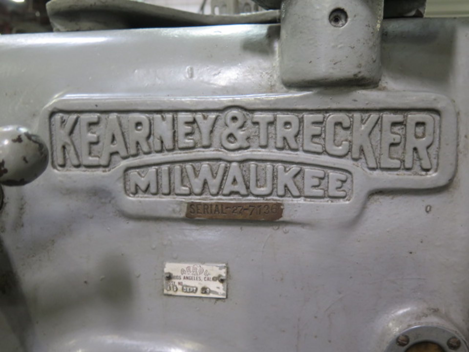 Kearney & Trecker Milwaukee Horizontal Mill s/n 27-7136 w/ 15-1500 RPM, 50-Taper Spindle, SOLD AS IS - Image 7 of 7