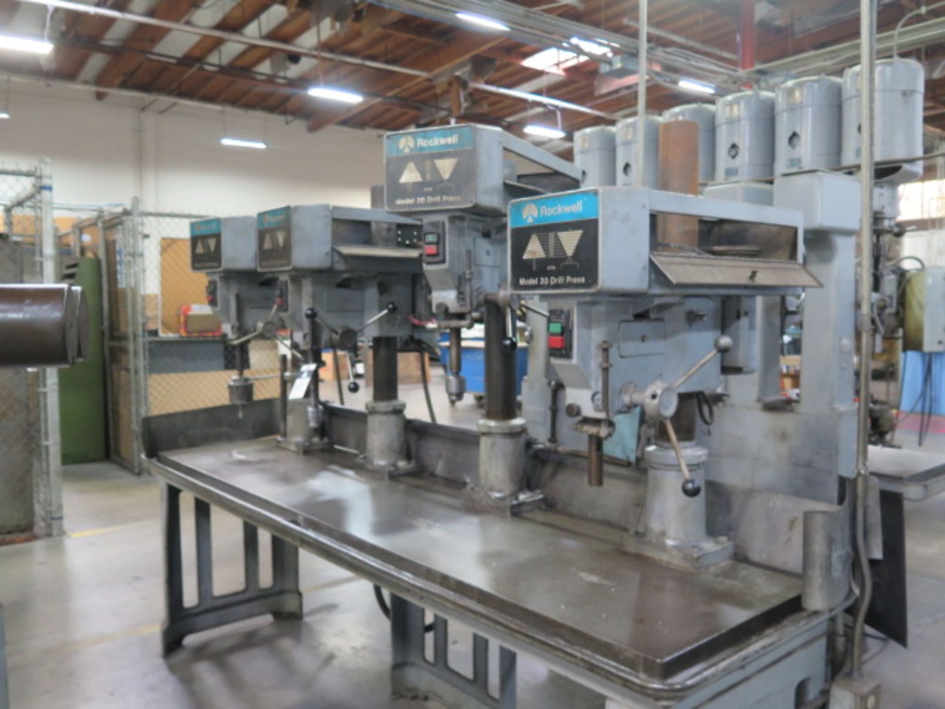 Rockwell 4-Head Gang Drill Press w/ (4) Model 20 8-Speed Drill Heads, 24" x 106" Table SOLD AS-IS - Image 2 of 7