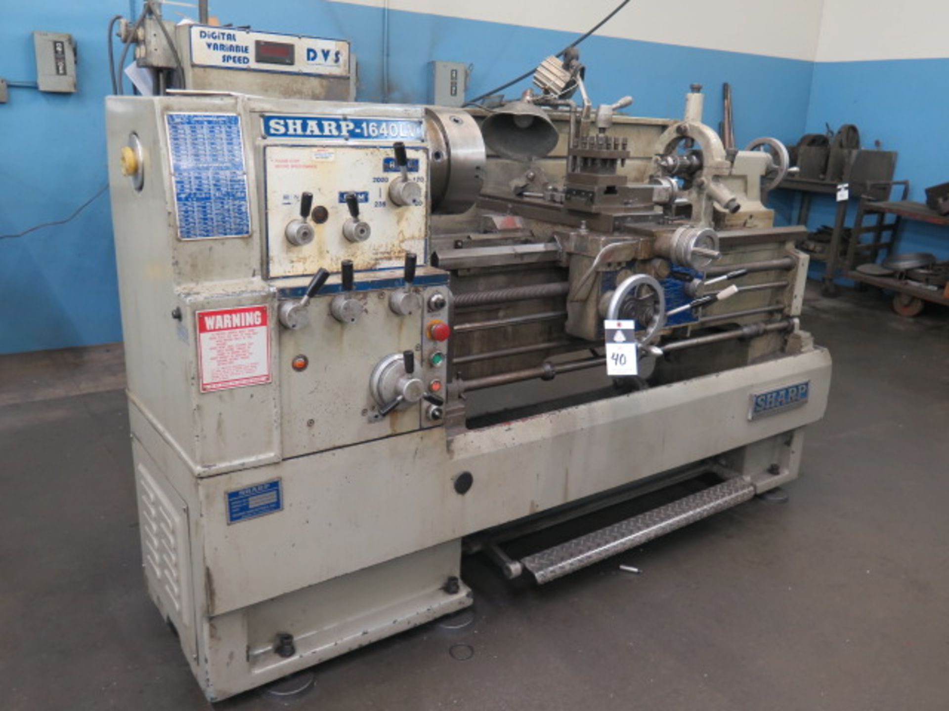 2003 Sharp 1640LV 16" x 40" Gap Bed Lathe s/n 2905217 w/ 20-2000 DVS Digital Variable, SOLD AS IS - Image 2 of 12