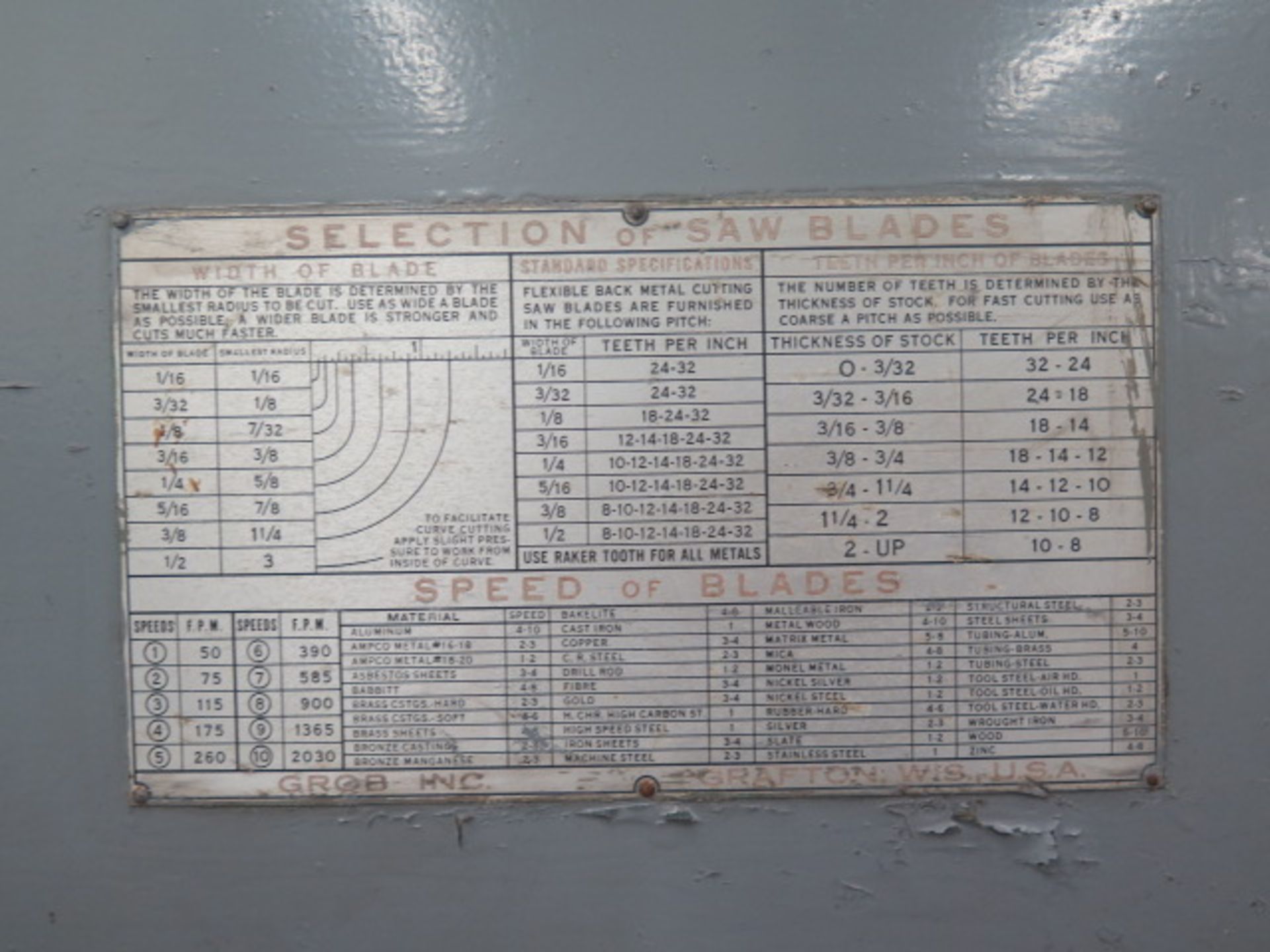 Grob NS-36 36" Vertical Band Saw s/n 966 w/ Blade Welder (SOLD AS-IS - NO WARRANTY) - Image 7 of 7