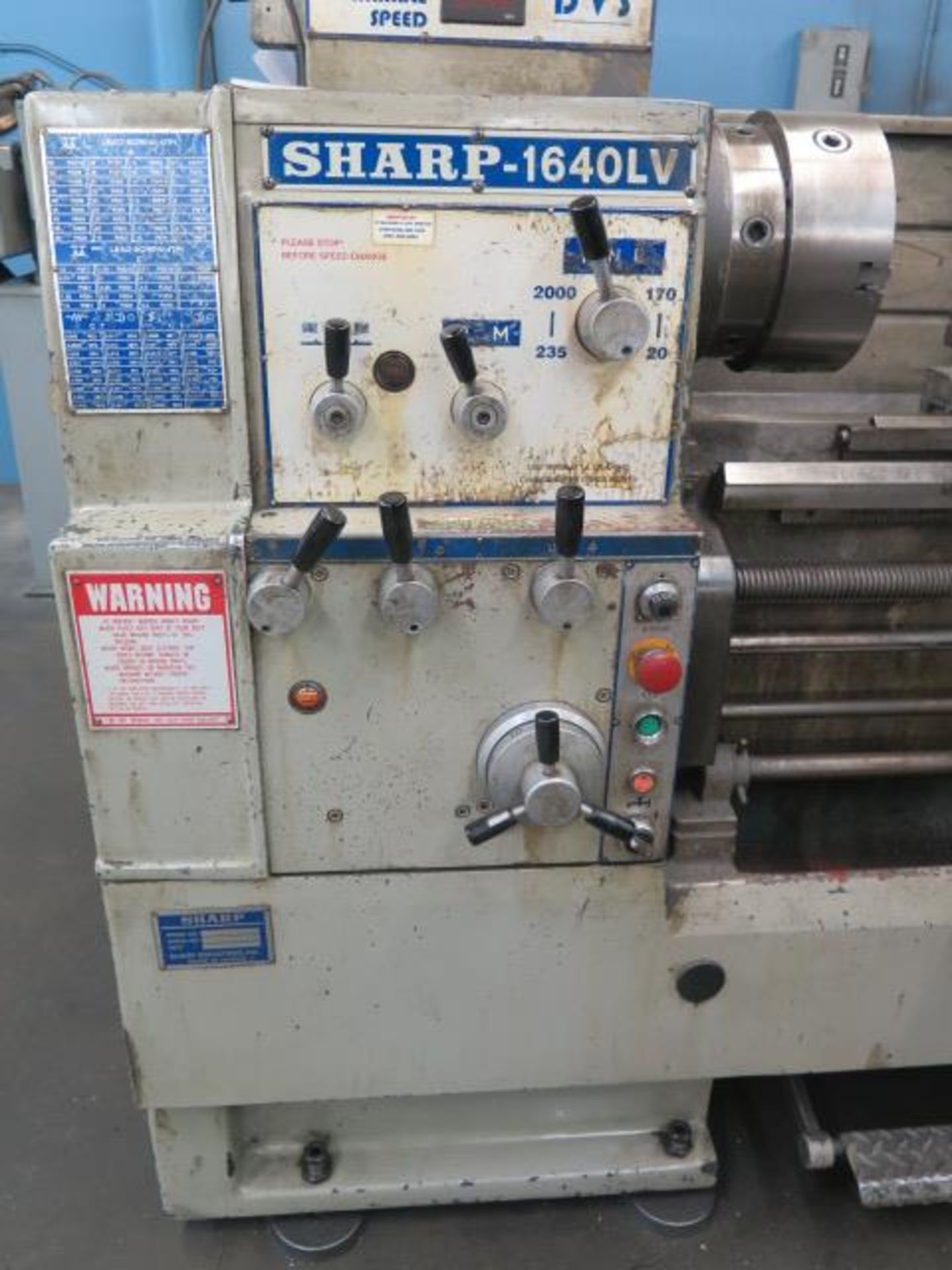 2003 Sharp 1640LV 16" x 40" Gap Bed Lathe s/n 2905217 w/ 20-2000 DVS Digital Variable, SOLD AS IS - Image 4 of 12