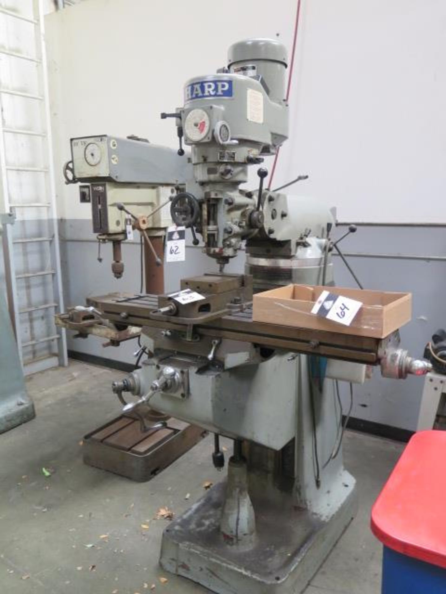 Sharp Vertical Mill w/ 3Hp Motor, 60-4500 Dial Change RPM, Chrome Ways, 9” x 42” Table (SOLD AS-IS - - Image 2 of 6