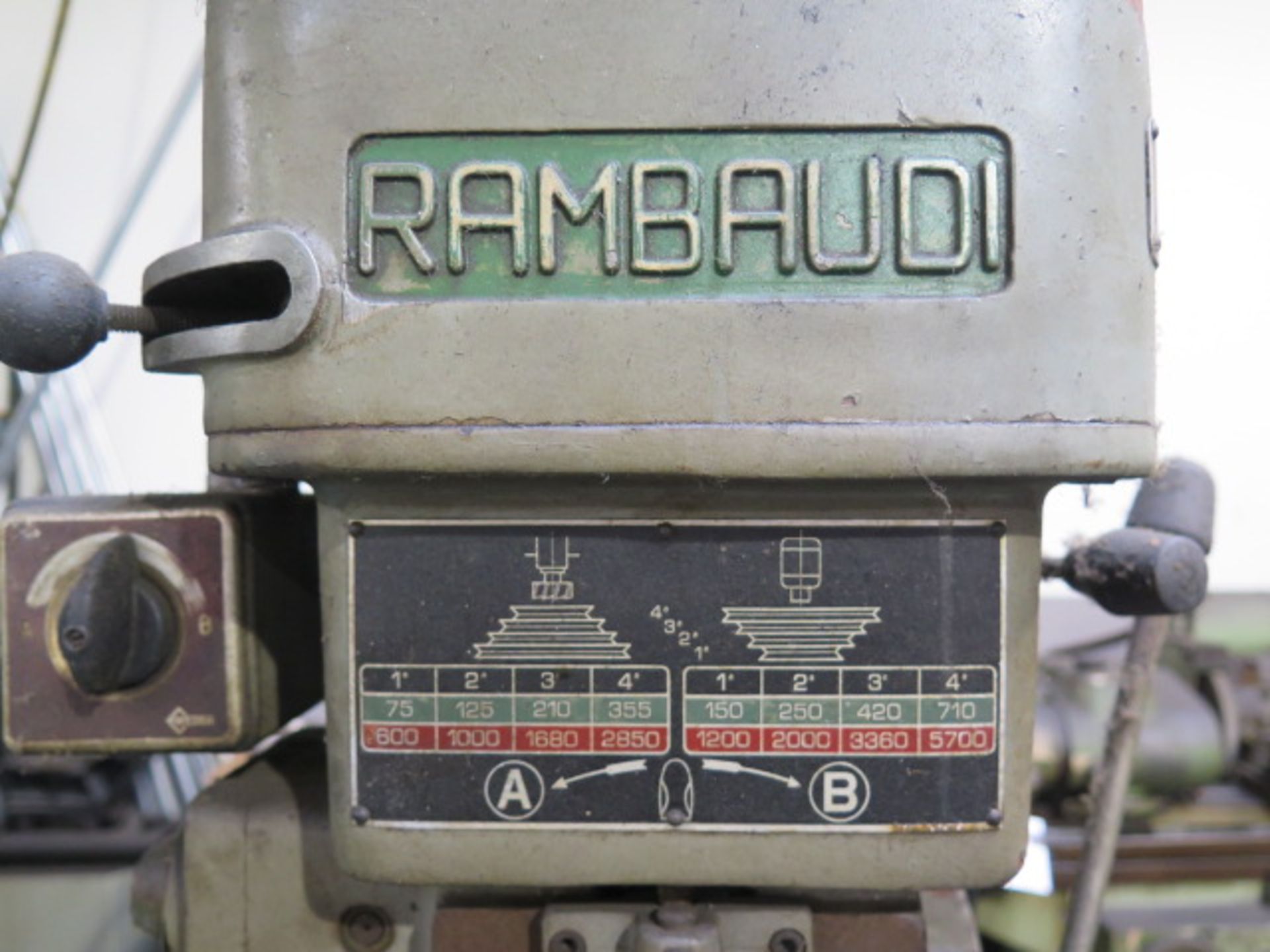 Rambaudi mdl. V2 Power Mill w/ 75-5700 RPM, 16-Speeds, R8 Spindle, PF, 12” x 52” Table SOLD AS IS - Image 5 of 5