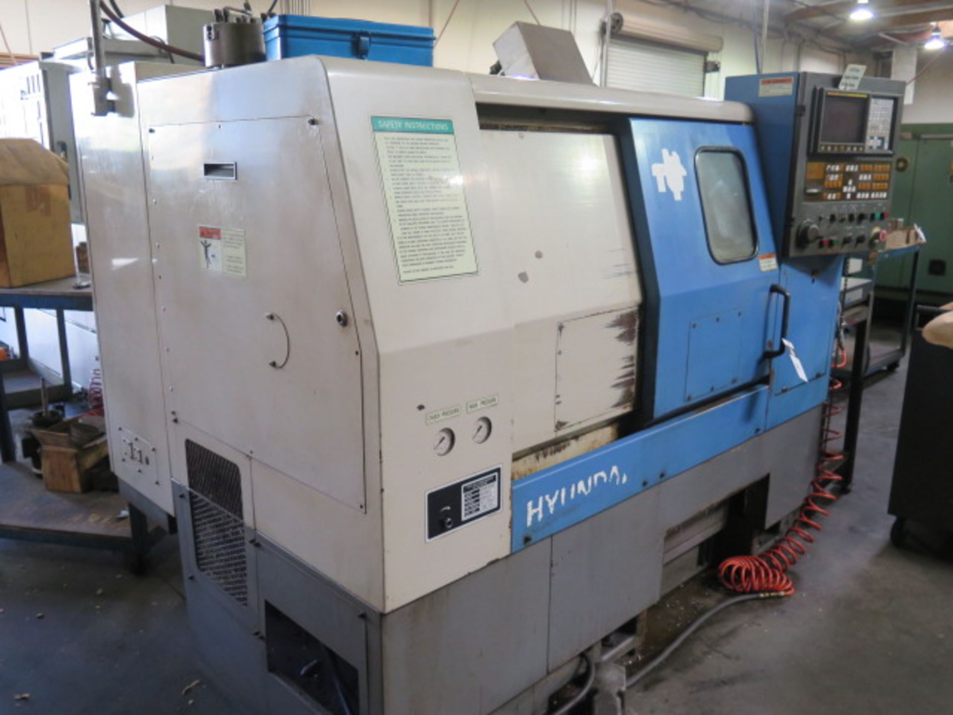 2000 Hyundai HIT0400G CNC Cross Slide Lathe s/n 1200A136 w/ Fanuc Series 21-T Controls, SOLD AS IS - Image 3 of 12