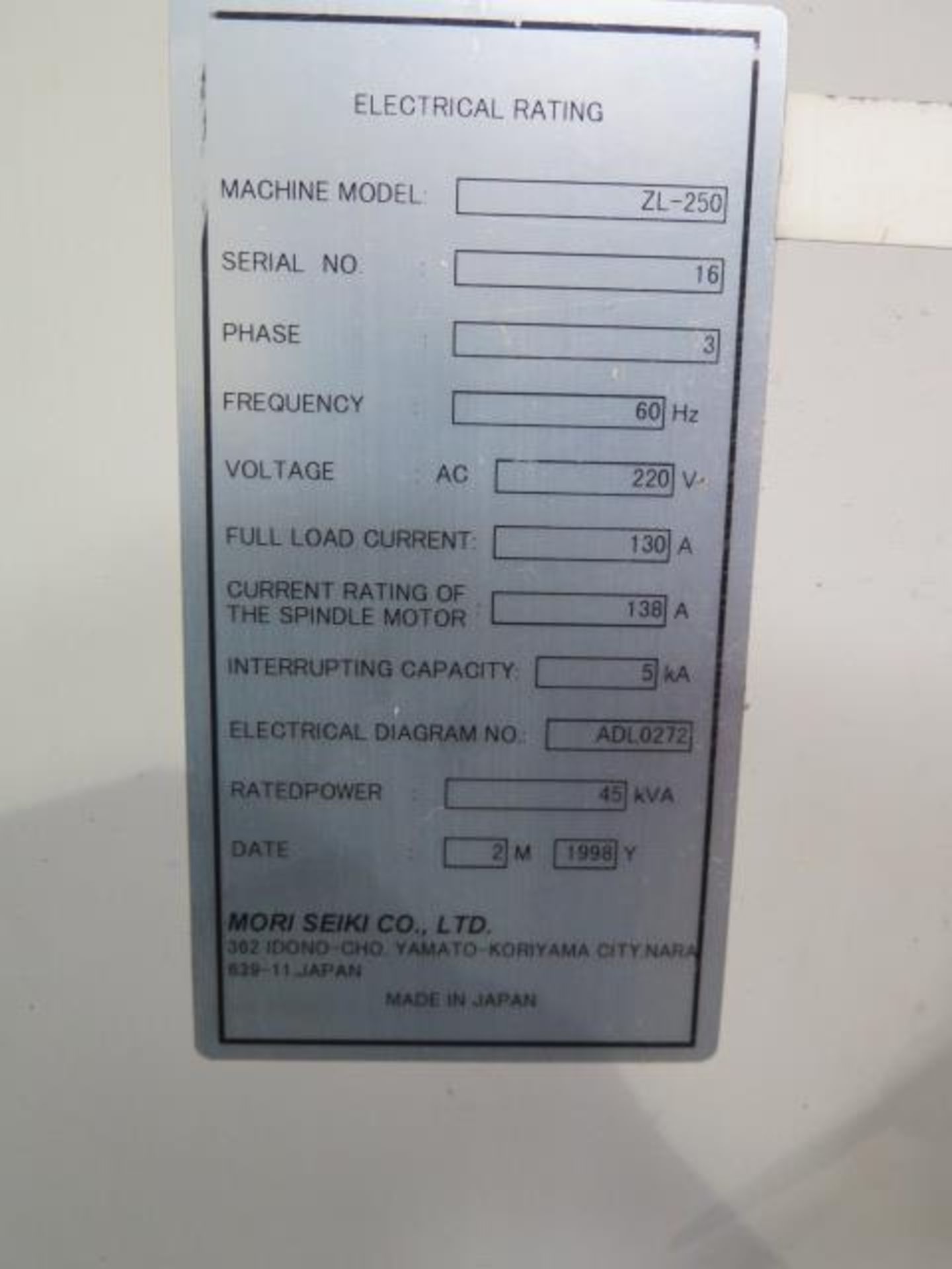 1998 Mori Seiki ZL-250 Twin Turret CNC Turning Center s/n 16 w/ Mori Seiki MSC-501 Contr, SOLD AS IS - Image 13 of 13