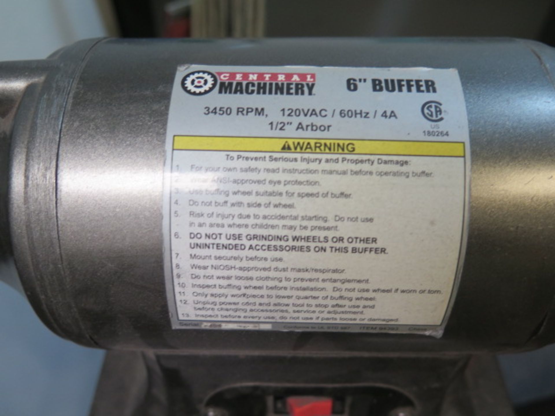 Central Machinery 6" Pedestal Buffer (SOLD AS-IS - NO WARRANTY) - Image 5 of 5