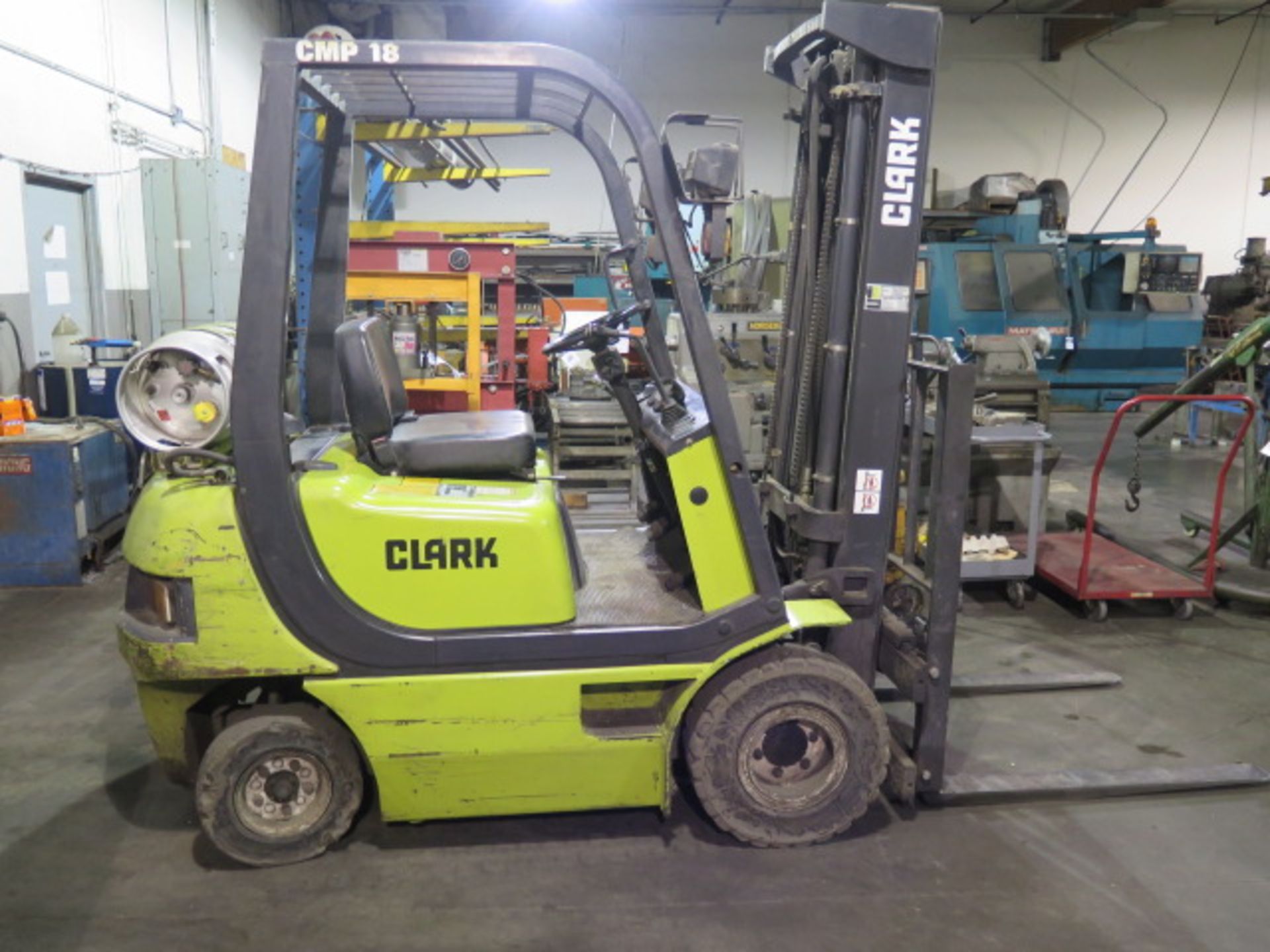 Clark CMP-18 3500 Lb Cap LPG Forklift s/n CMP158L-6851K w/ 3-Stage, 189” Lift Height, SOLD AS IS