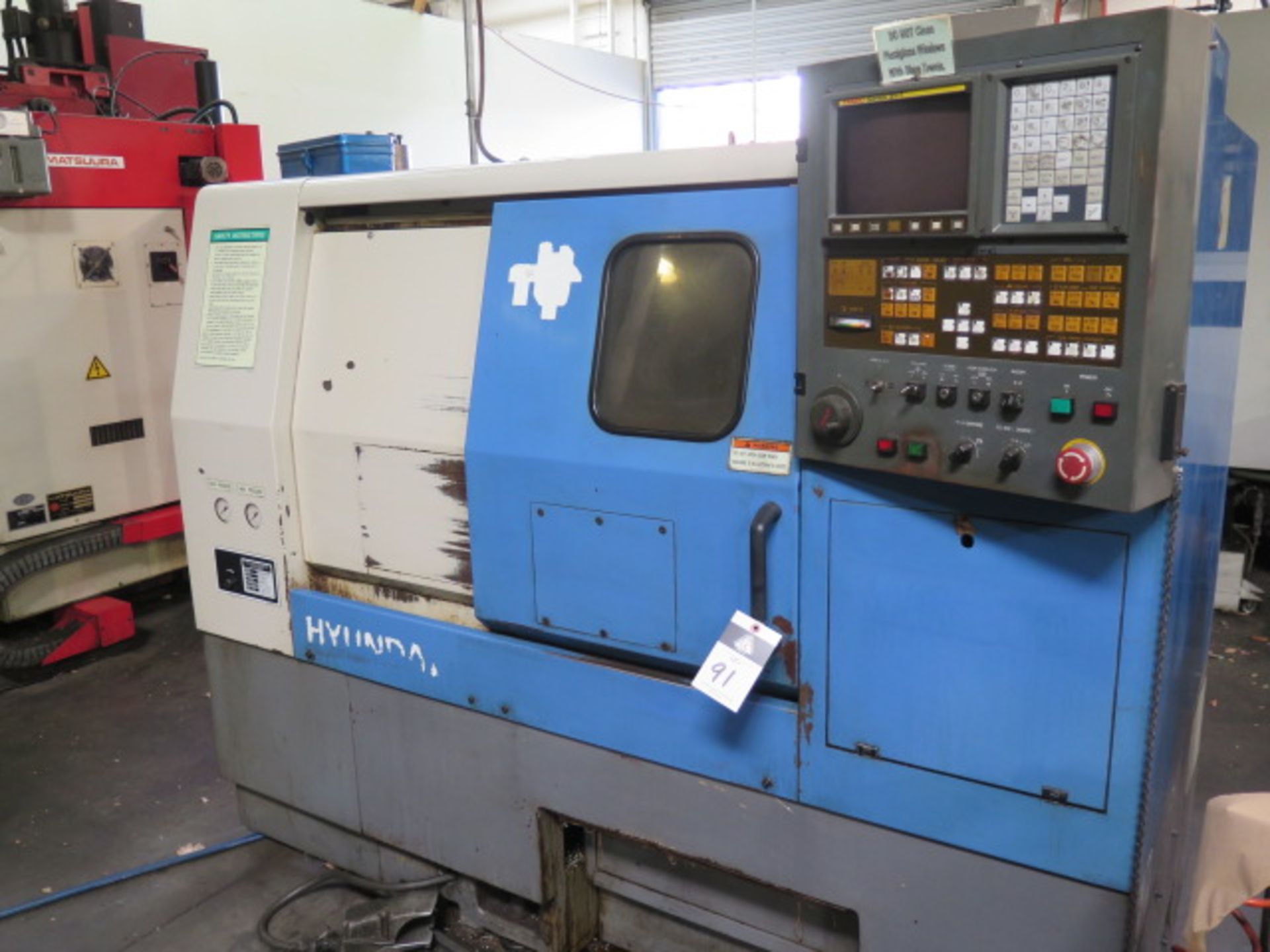 2000 Hyundai HIT0400G CNC Cross Slide Lathe s/n 1200A136 w/ Fanuc Series 21-T Controls, SOLD AS IS - Image 2 of 12