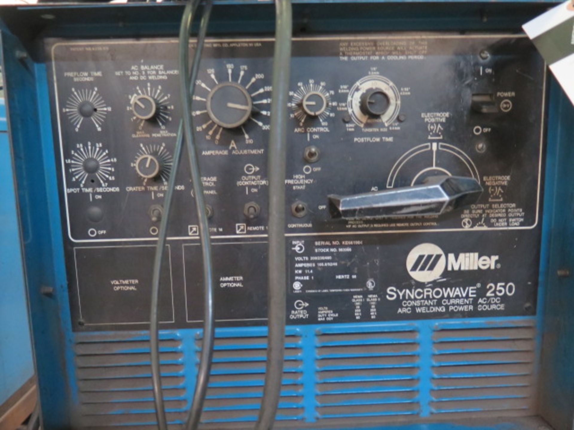 Miller Syncrowave 250 CC-AC/DC Arc Welding Power Source s/n KE661904 w/ Cart (SOLD AS-IS - N0 - Image 6 of 7