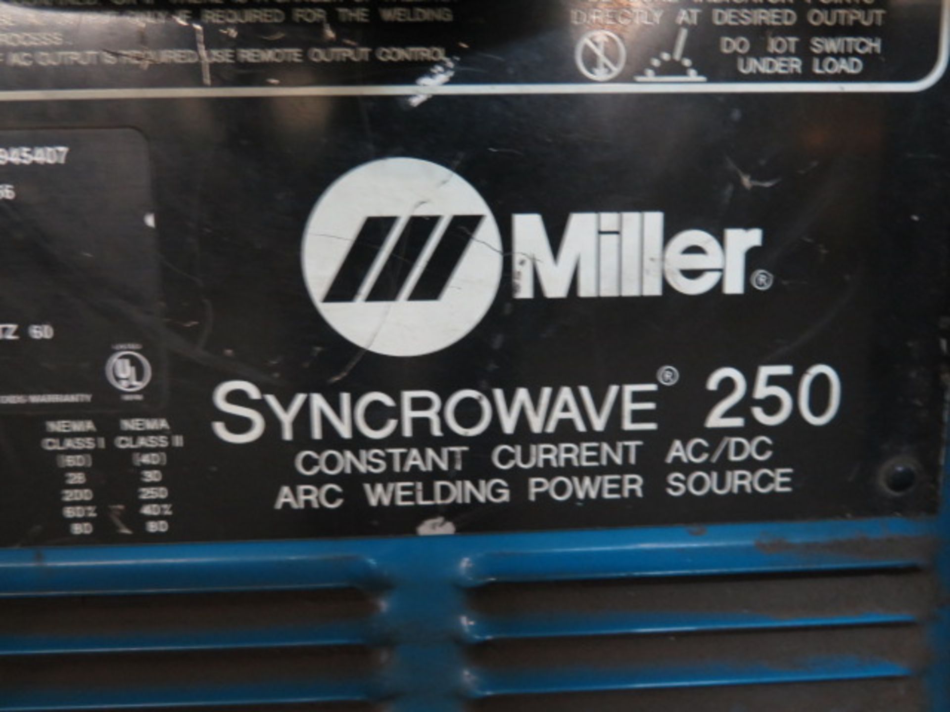 Miller Syncrowave 250 CC-AC/DC Arc Welding Power Source s/n KF945407 w/ Cart SOLD AS-IS - Image 7 of 7