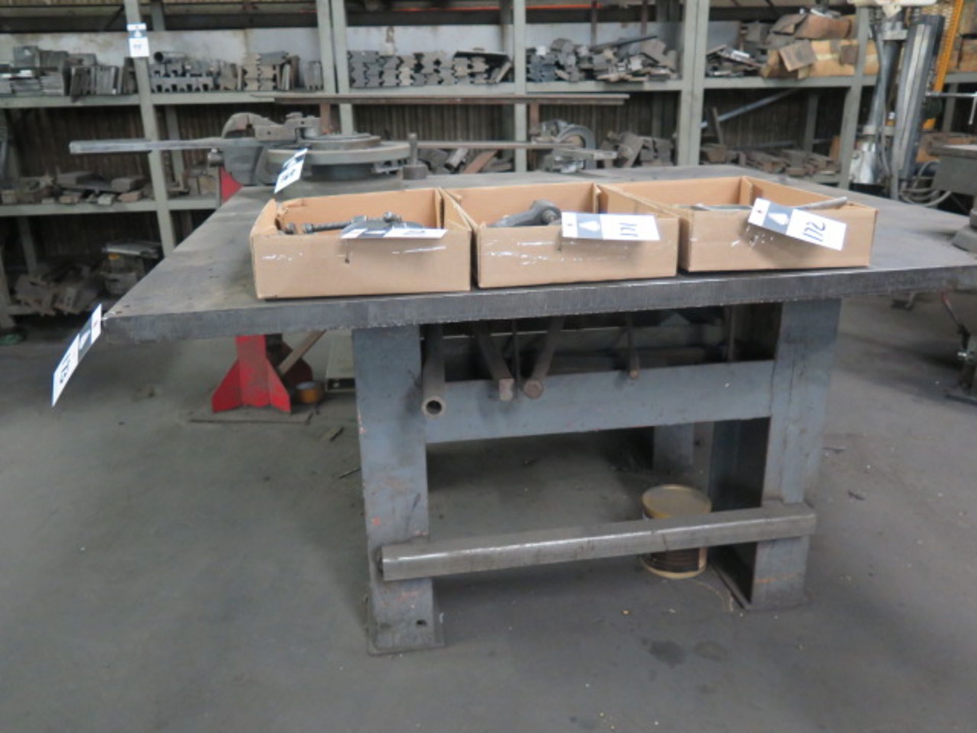 60" x 60" x 1 1/2" Steel Table w/ Bench Vise (SOLD AS-IS - N0 WARRANTY) - Image 3 of 4