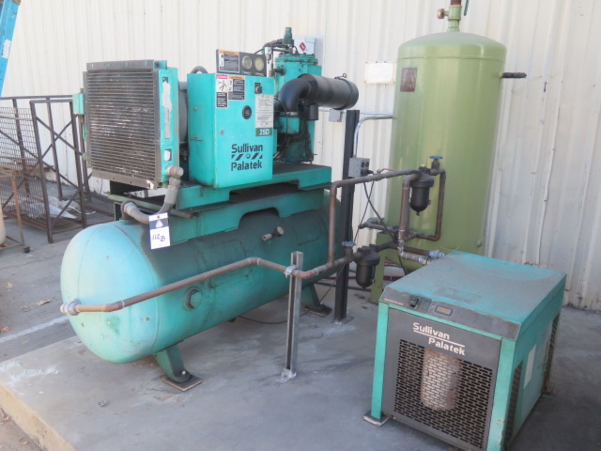 Sullivan Palatek 25D 25Hp Rotary Vane Air Compressor w/ Precooler, 19,058 Hours, SOLD AS IS