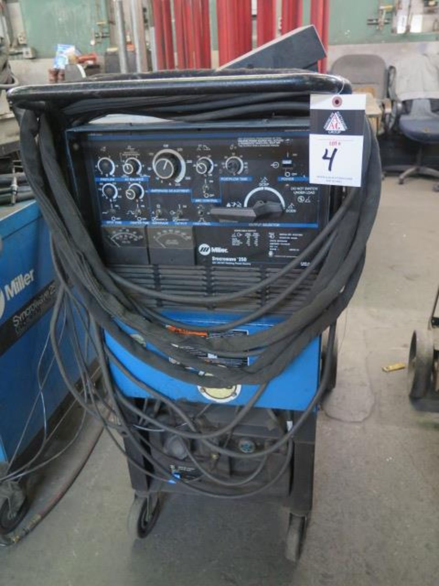 Miller Syncrowave 250 CC-AC/DC Arc Welding Power Source s/n KK257806. w/Cooler Cart SOLD AS-IS