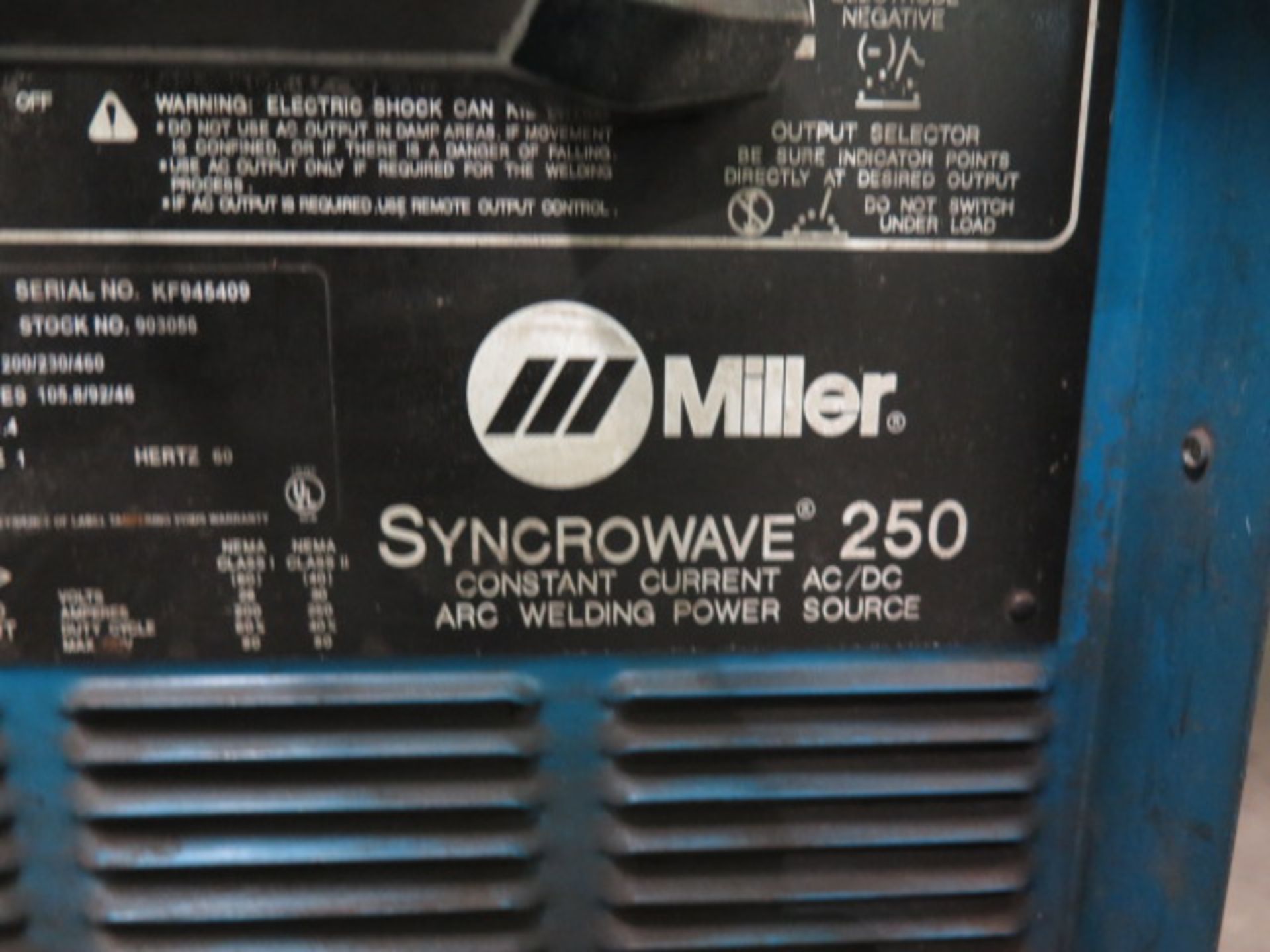 Miller Syncrowave 250 CC-AC/DC Arc Welding Power Source (NEEDS REPAIR) w/ Cooler (SOLD AS-IS - N0 - Image 7 of 7