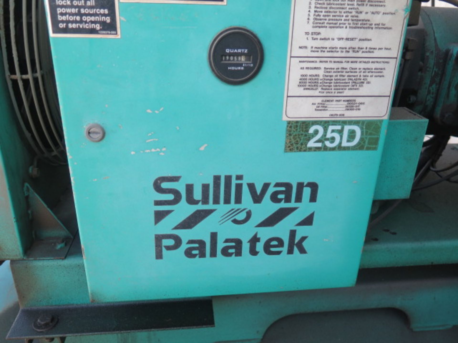Sullivan Palatek 25D 25Hp Rotary Vane Air Compressor w/ Precooler, 19,058 Hours, SOLD AS IS - Image 3 of 9