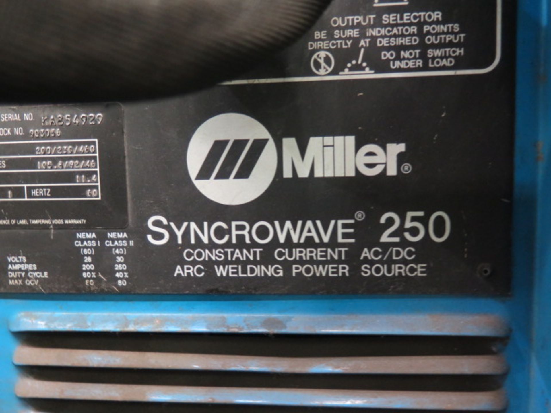 Miller Syncrowave 250 AC/DC Arc Welding Power Source s/n KA854929 w/ Cooler (SOLD AS-IS - N0 - Image 6 of 6