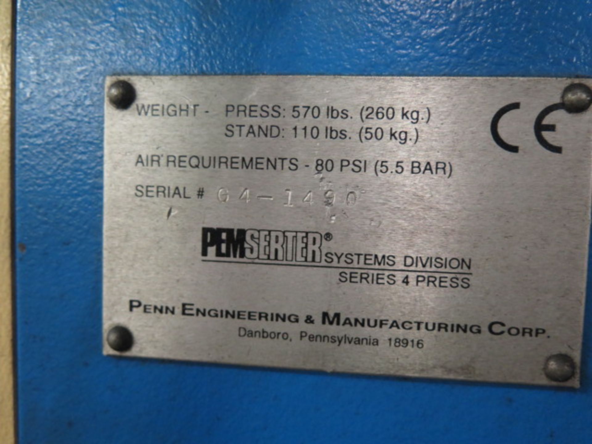 Pem-Serter Series 4 6-Ton x 18” Hardware Insertion Press s/n G4-1490 (SOLD AS-IS - N0 WARRANTY) - Image 8 of 8