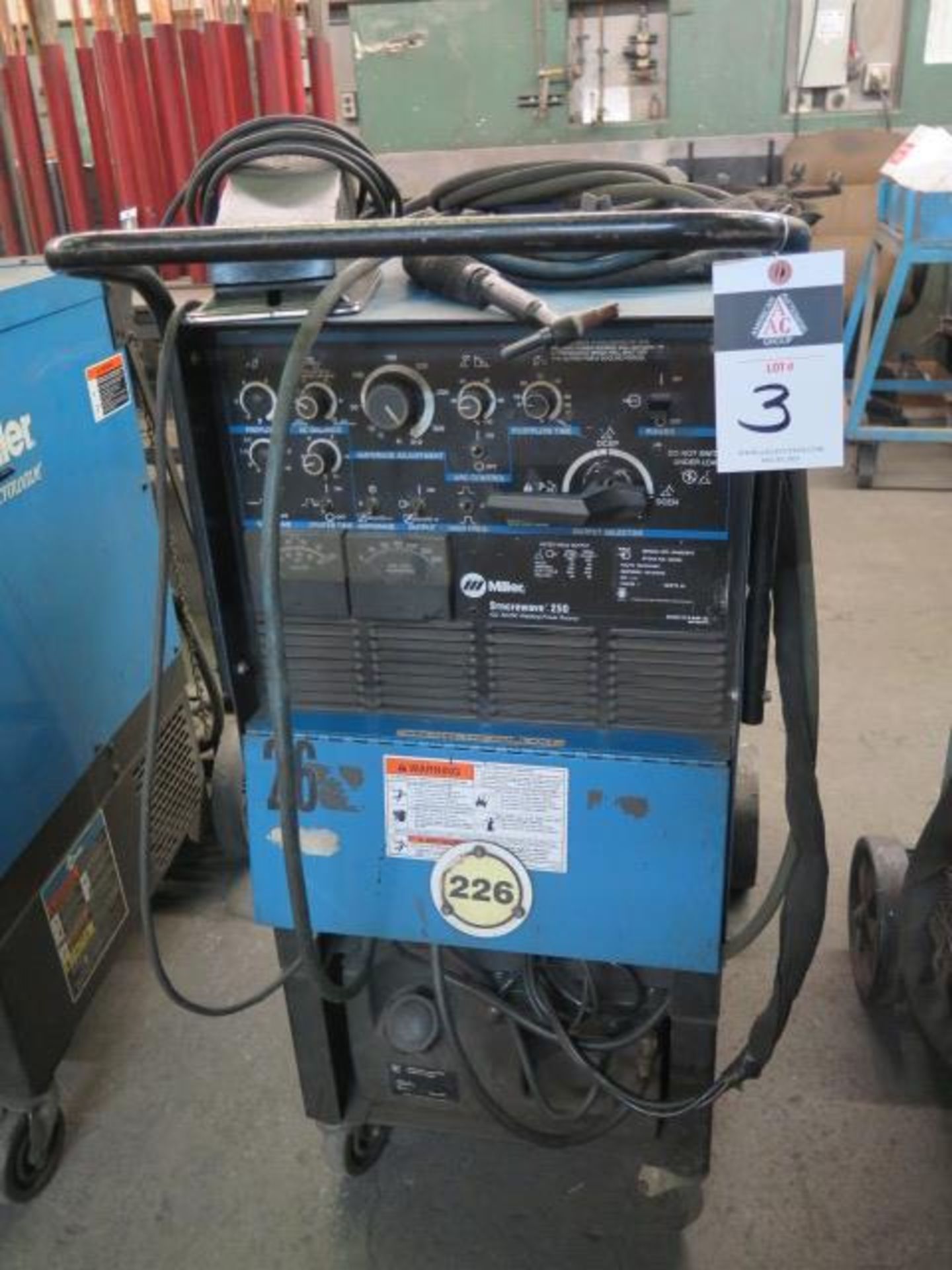 Miller Syncrowave 250 CC-AC/DC Arc welding Power Source s/n KH483474 w/ Cooler Cart SOLD AS-IS