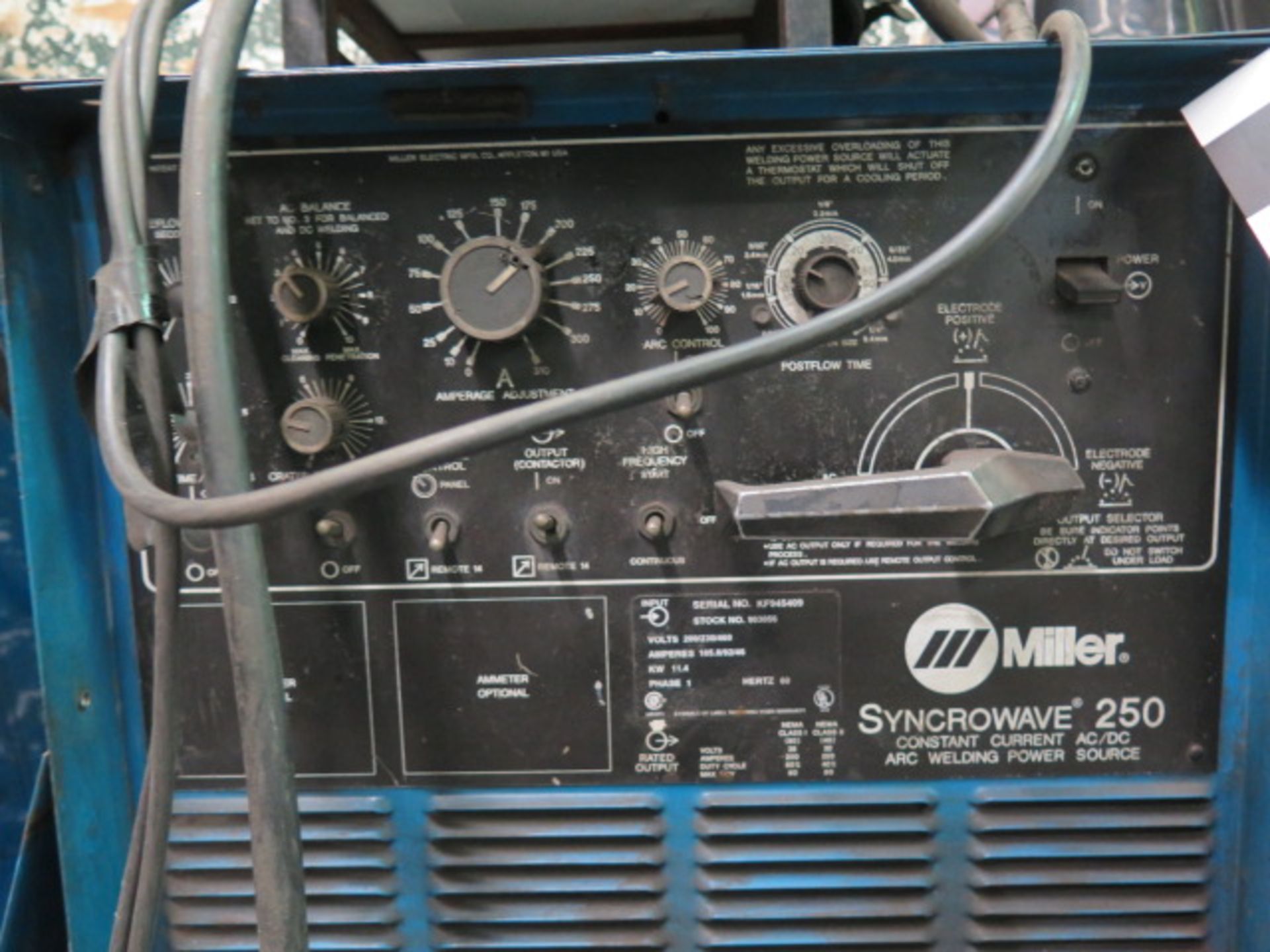 Miller Syncrowave 250 CC-AC/DC Arc Welding Power Source (NEEDS REPAIR) w/ Cooler (SOLD AS-IS - N0 - Image 6 of 7