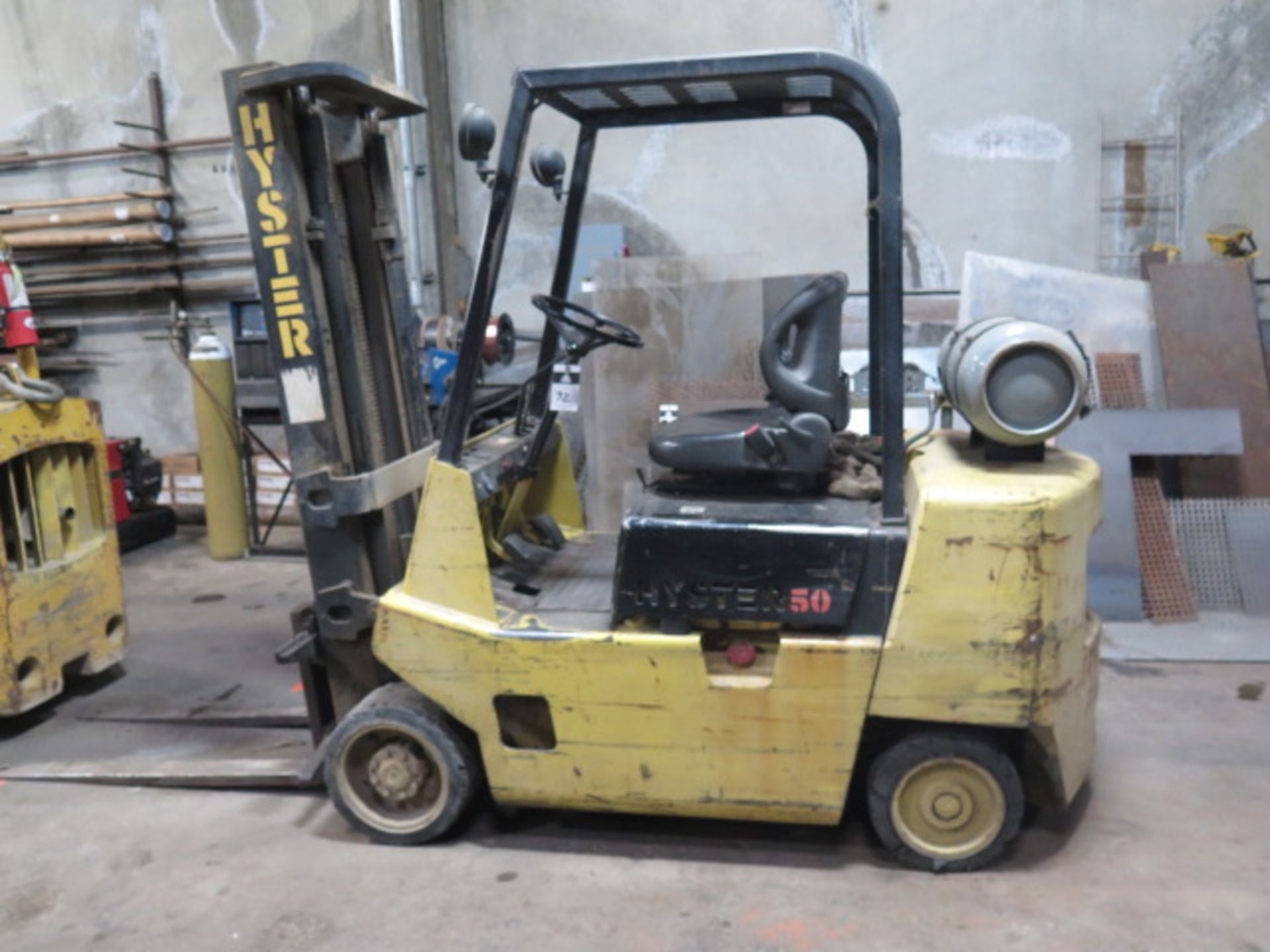 Hyster 50 5000 Lb Cap LPG Forklift w/ 2-Stage Mast, Cushion Tires (SOLD AS-IS - NO WARRANTY)