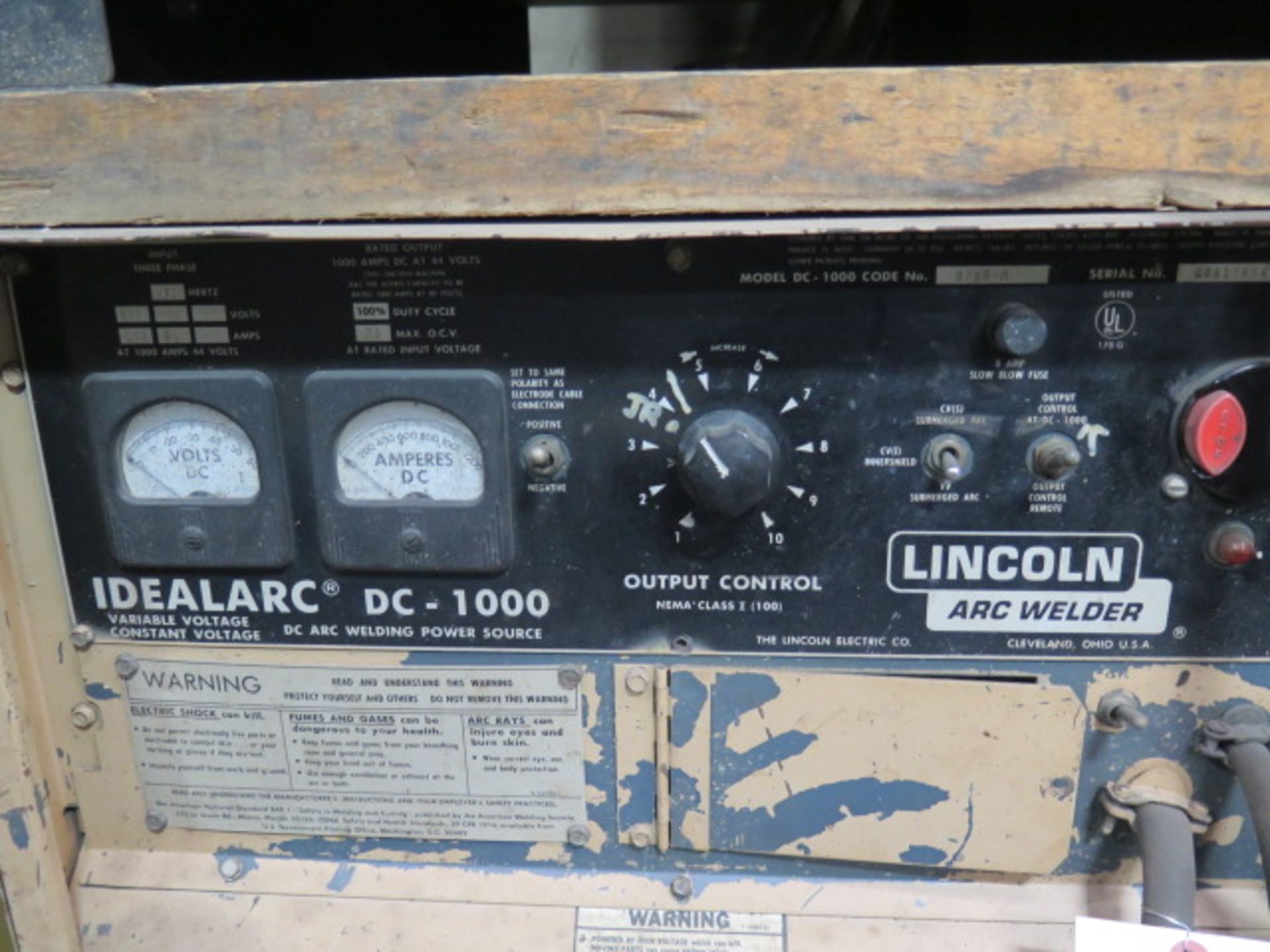 Lincoln Idealarc DC-1000 Variable Voltage - Constant Voltage DC Arc Welding Power Source SOLD AS-IS - Image 4 of 5