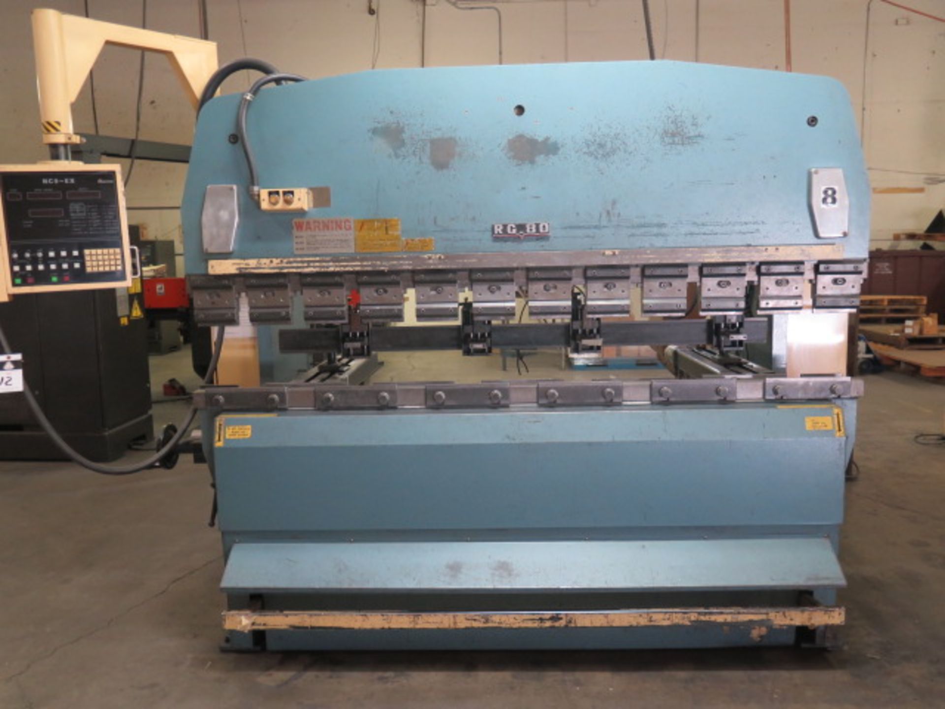 Amada RG-80 80 Ton x 8' CNC Press Brake s/n 807063 w/ Amada NC9-EX Controls, 94.6" Table, SOLD AS IS