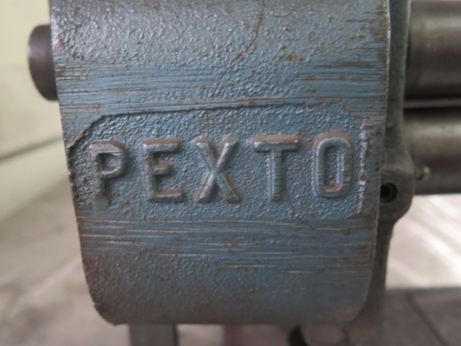 Pexto mdl. 383D 36" Hand Roll w/ 2" Rolls, Eron 6" Bench Vise w/ 48" x 80" x 3/4" Table, SOLD AS IS - Image 6 of 9