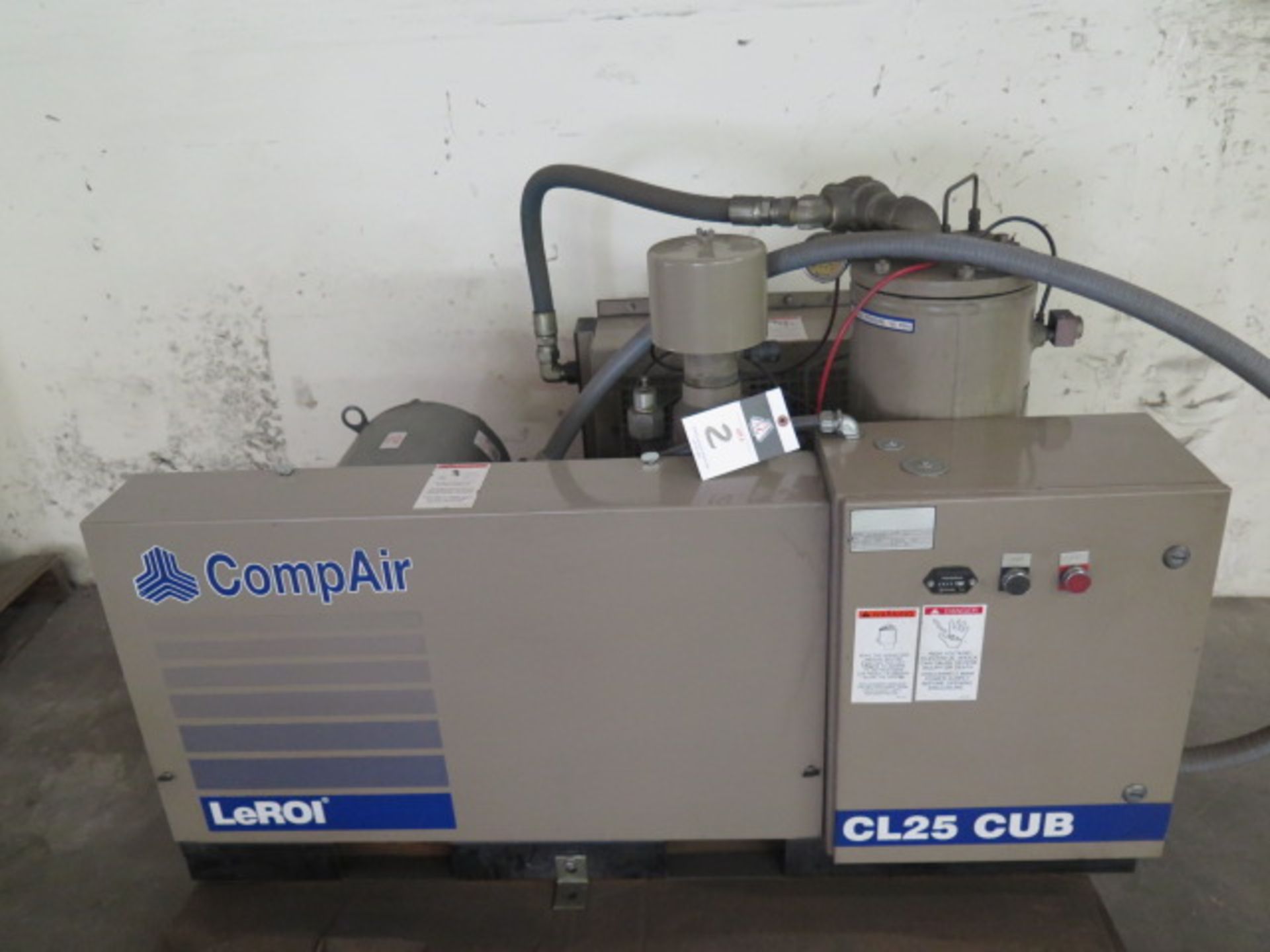 LeRoi compare CL25CUB 25Hp Rotary Vane Air Compressor s/n V9E7493X193 w/ 20,601 Hrs, SOLD AS-IS