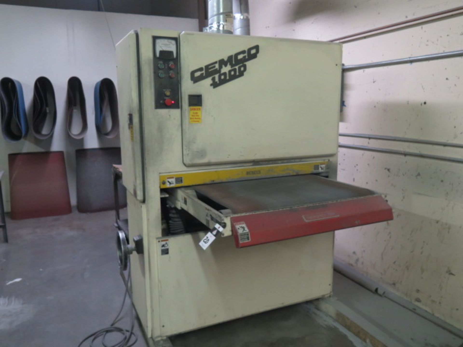 Cemco 1000 mdl. UR-1137SEMD 36" Belt Grainer s/n JR-1177-1 w/ Rand Bright dust collector, SOLD AS IS