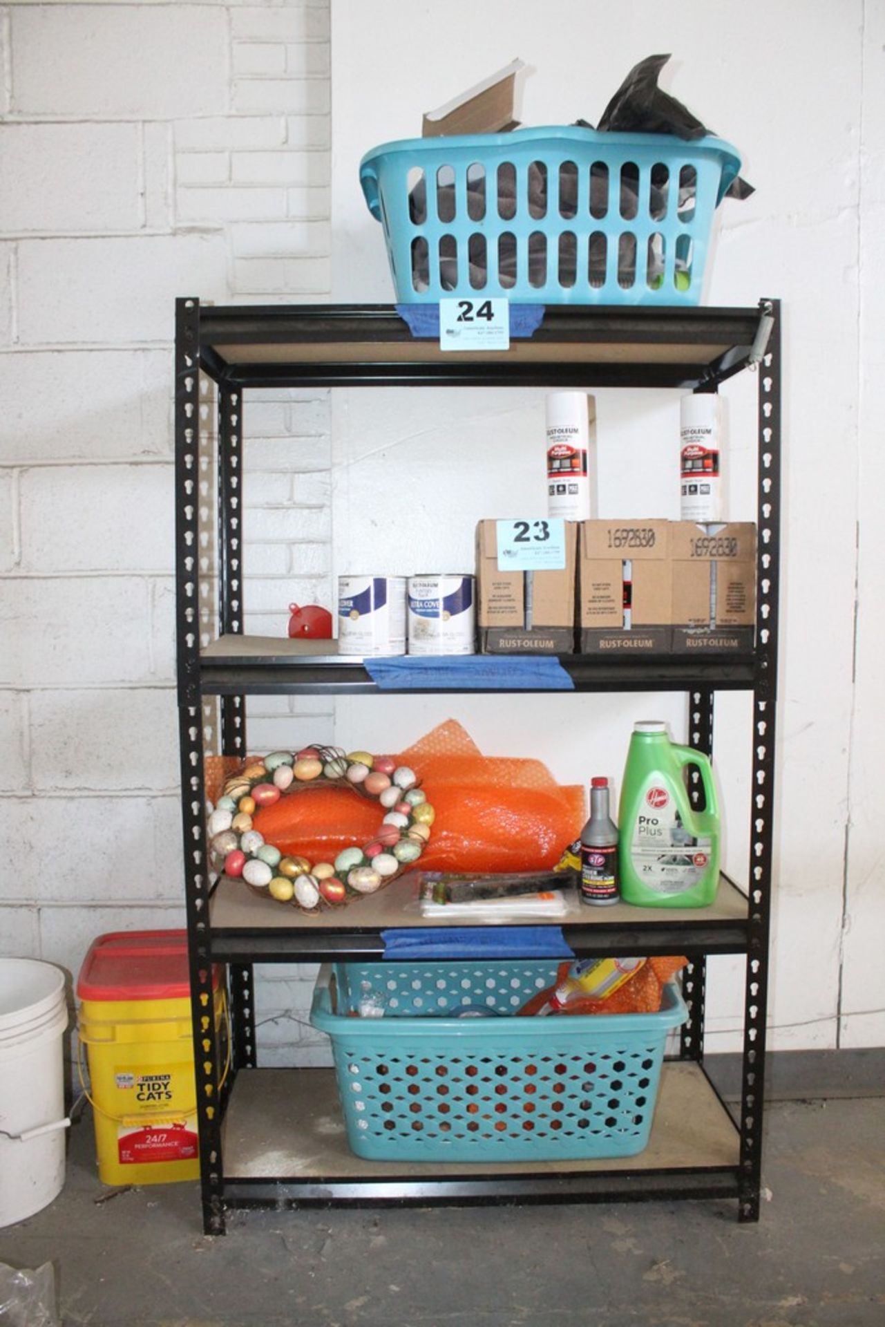 STEEL SHELVING UNIT WITH CONTENTS-58" X 36" X 18"