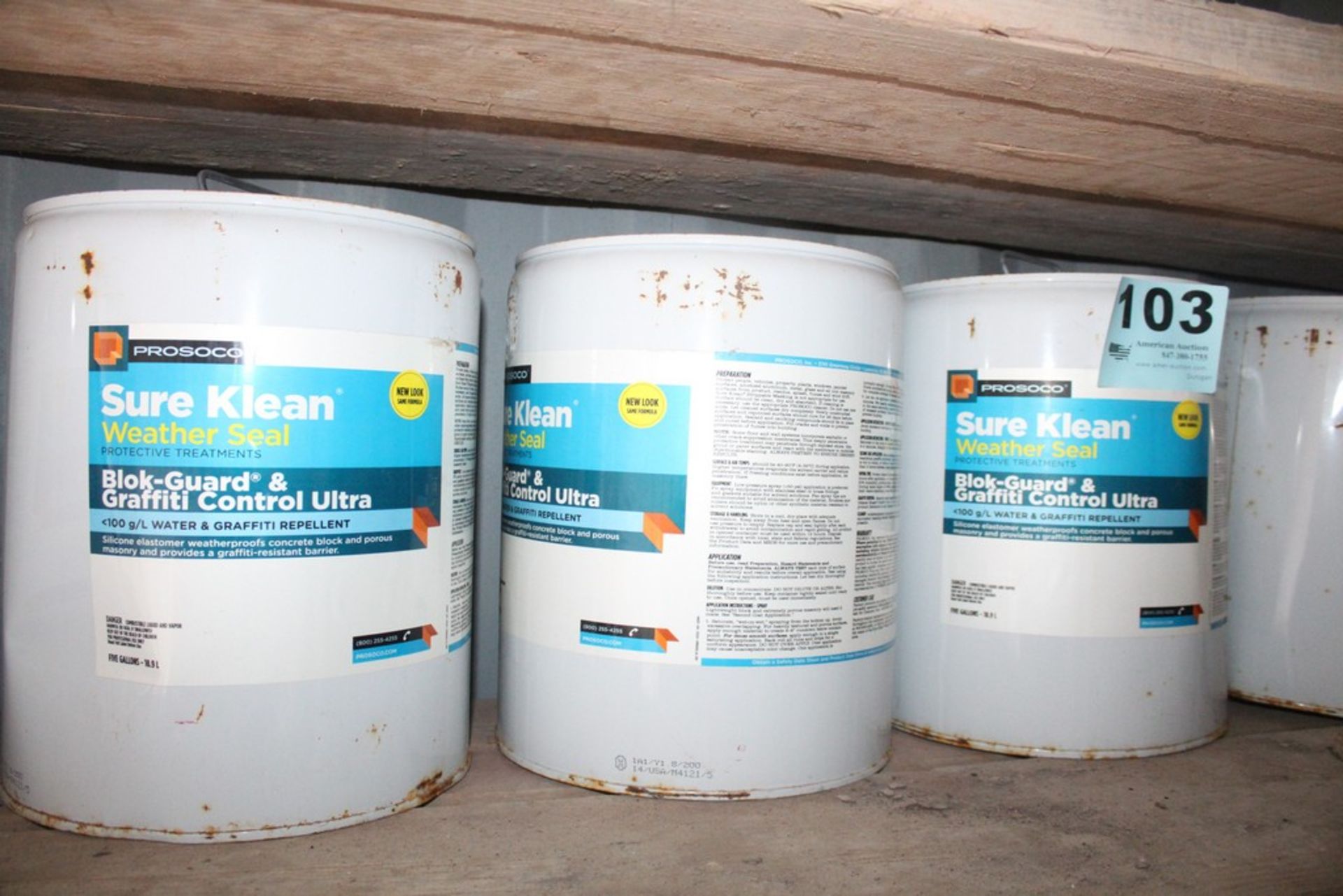(5) PAILS OF SURE KLEAN AND MISC. ON SHELF - Image 2 of 2