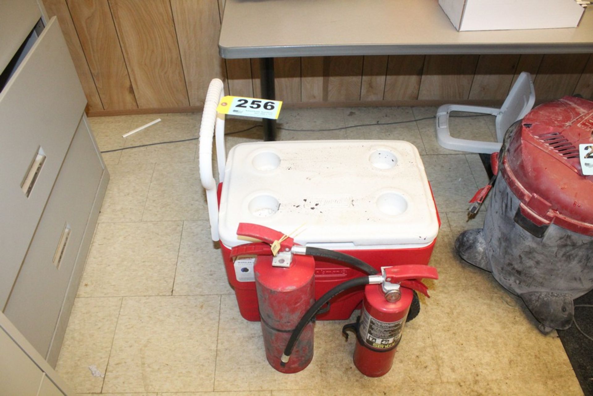 COOLER AND (2) FIRE EXTINGUISHERS